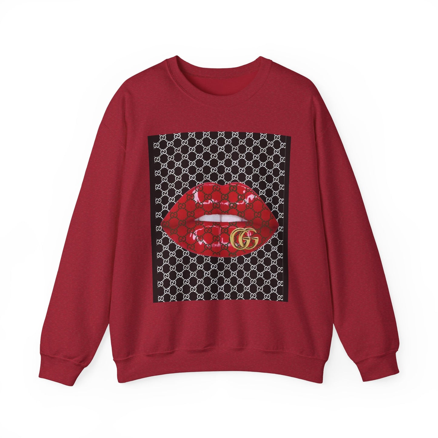Trendy Unisex Graphic Crewneck Sweatshirt with Lip Design