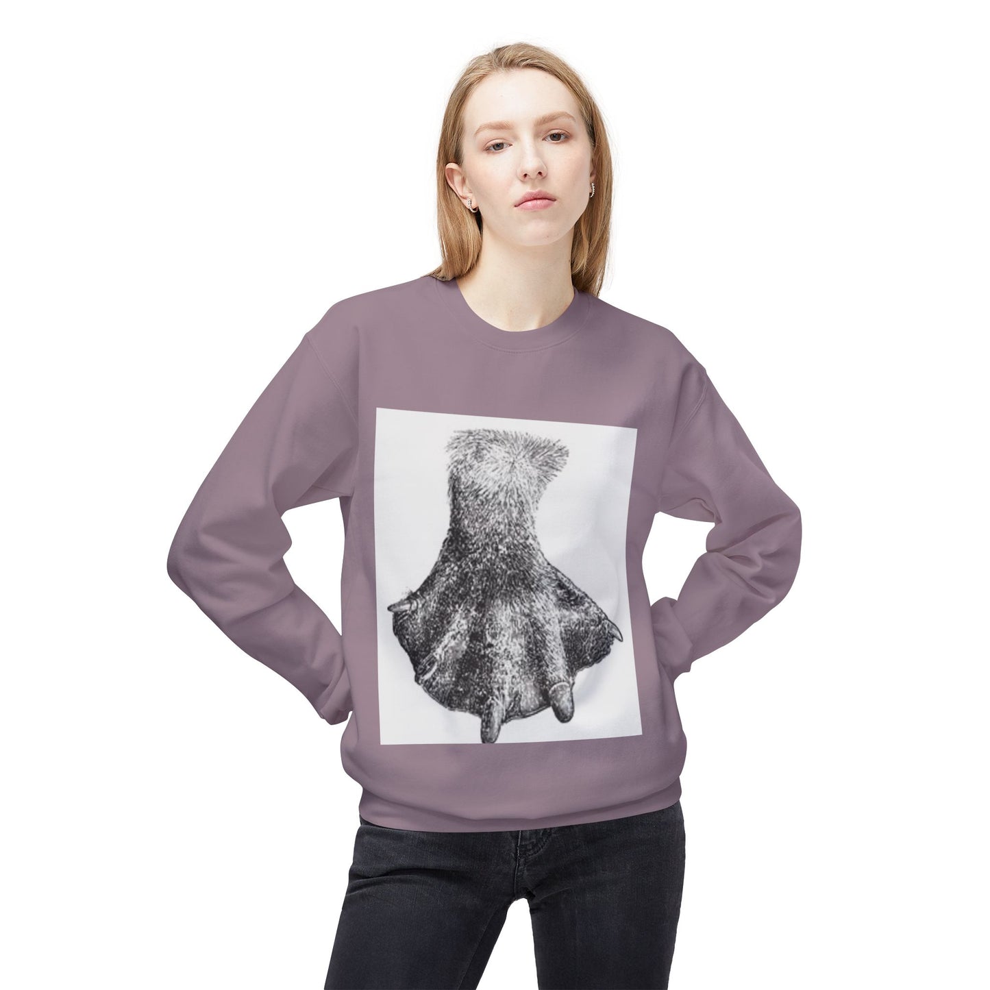 Artistic Fleece Crewneck Sweatshirt with Unique Dress Design