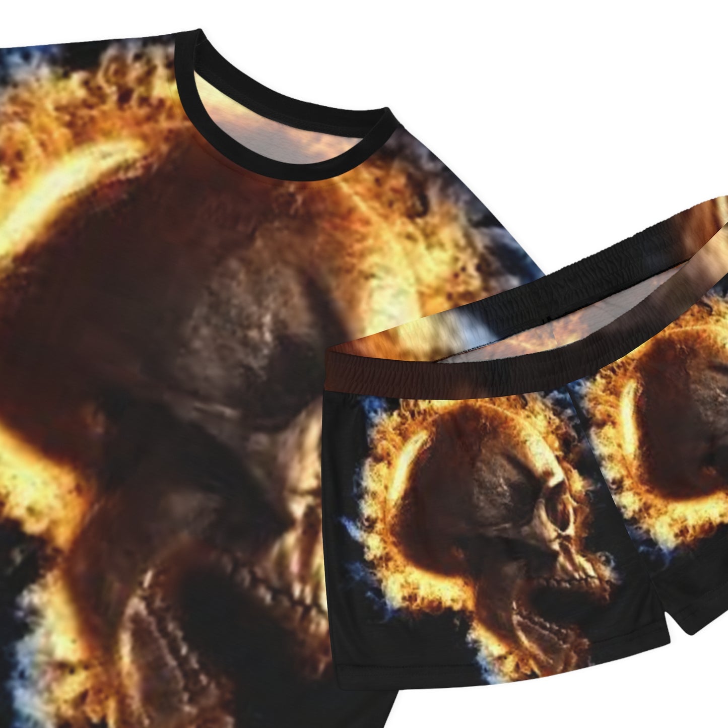 Women's Skull Fire Short Pajama Set - Comfortable Sleepwear