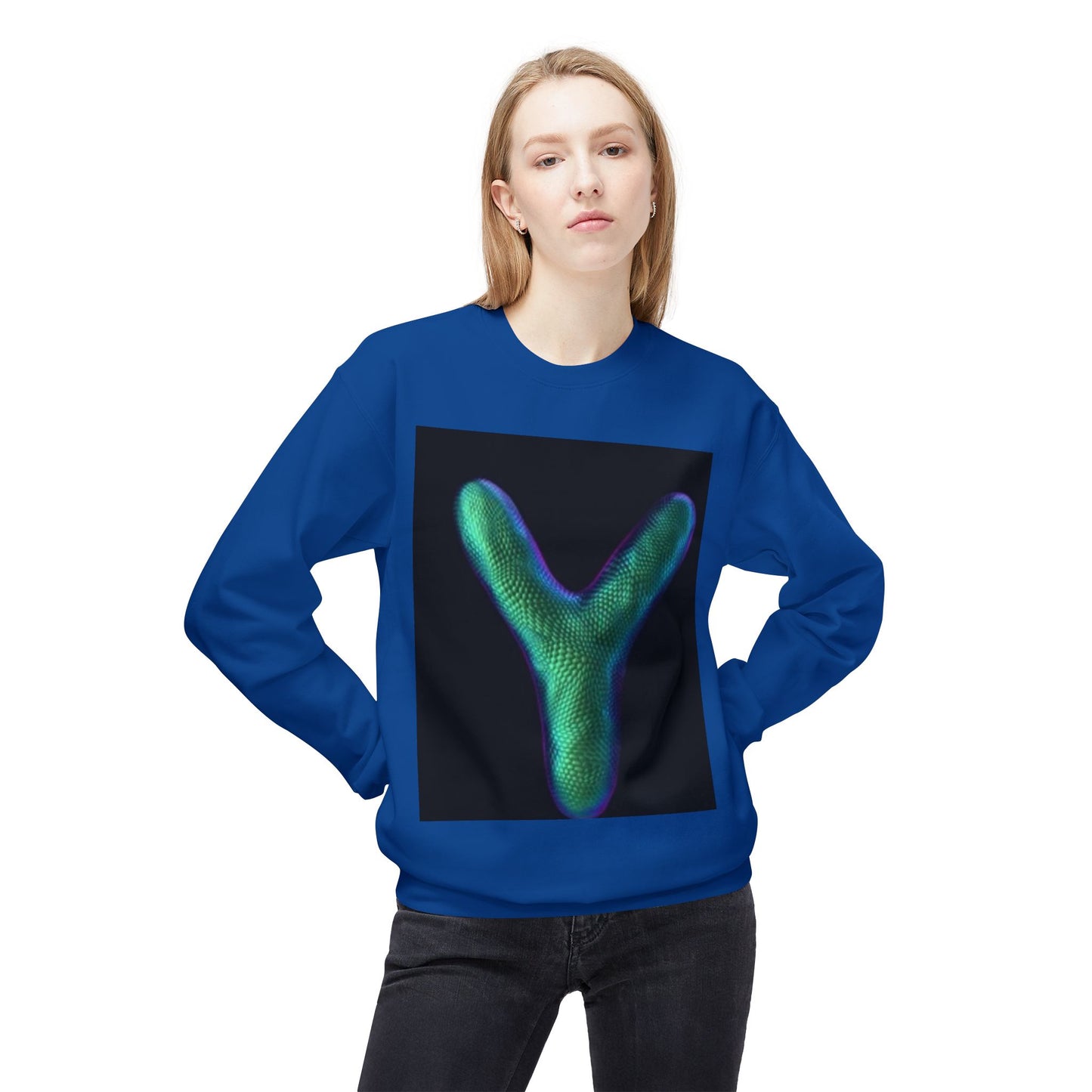 Unisex Y Graphic Fleece Crewneck Sweatshirt - Cozy Modern Style