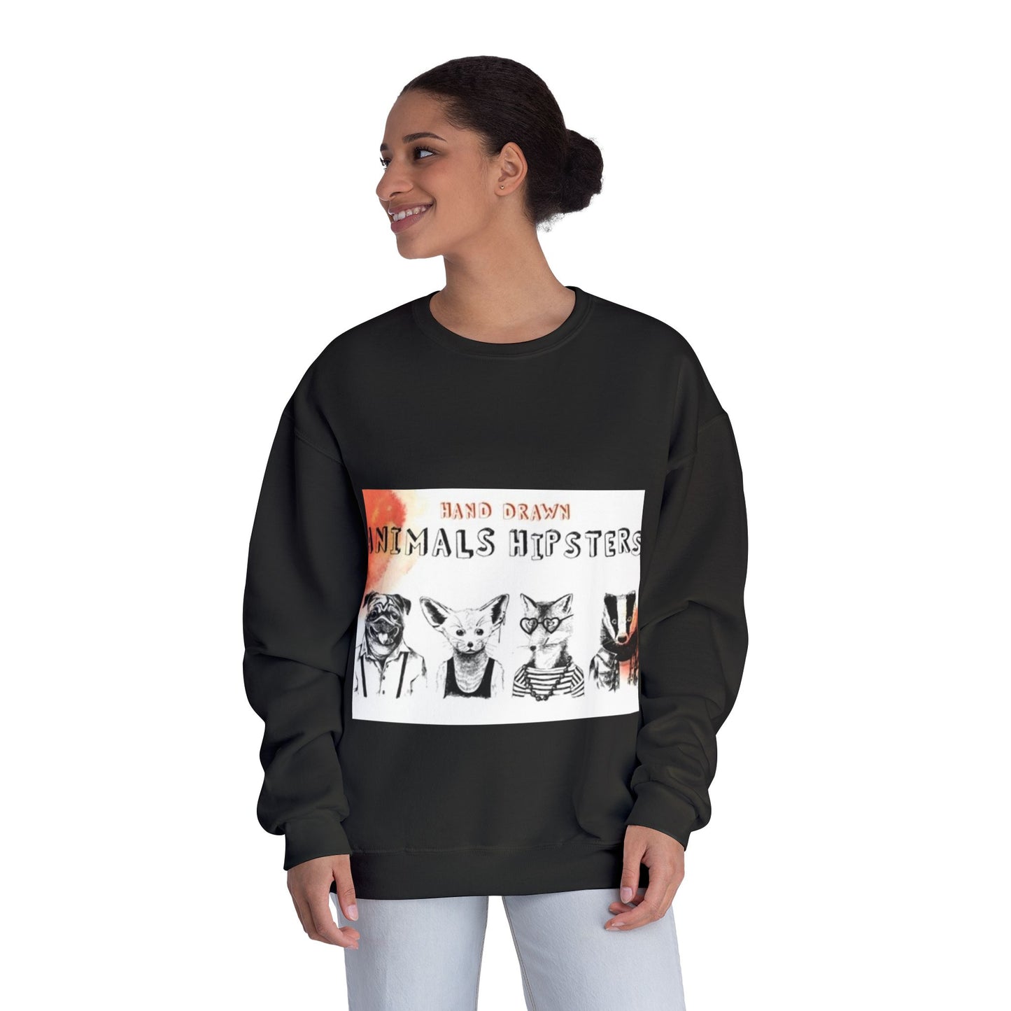 Hand Drawn Animals Hipsters Unisex Crewneck Sweatshirt