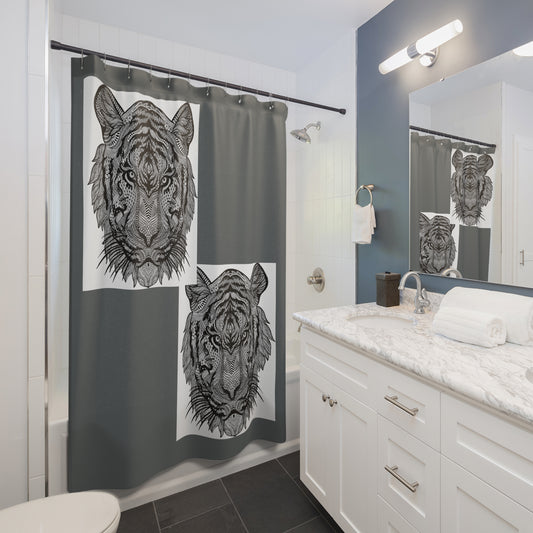 Majestic Tiger Shower Curtain - Artistic Bathroom Decor
