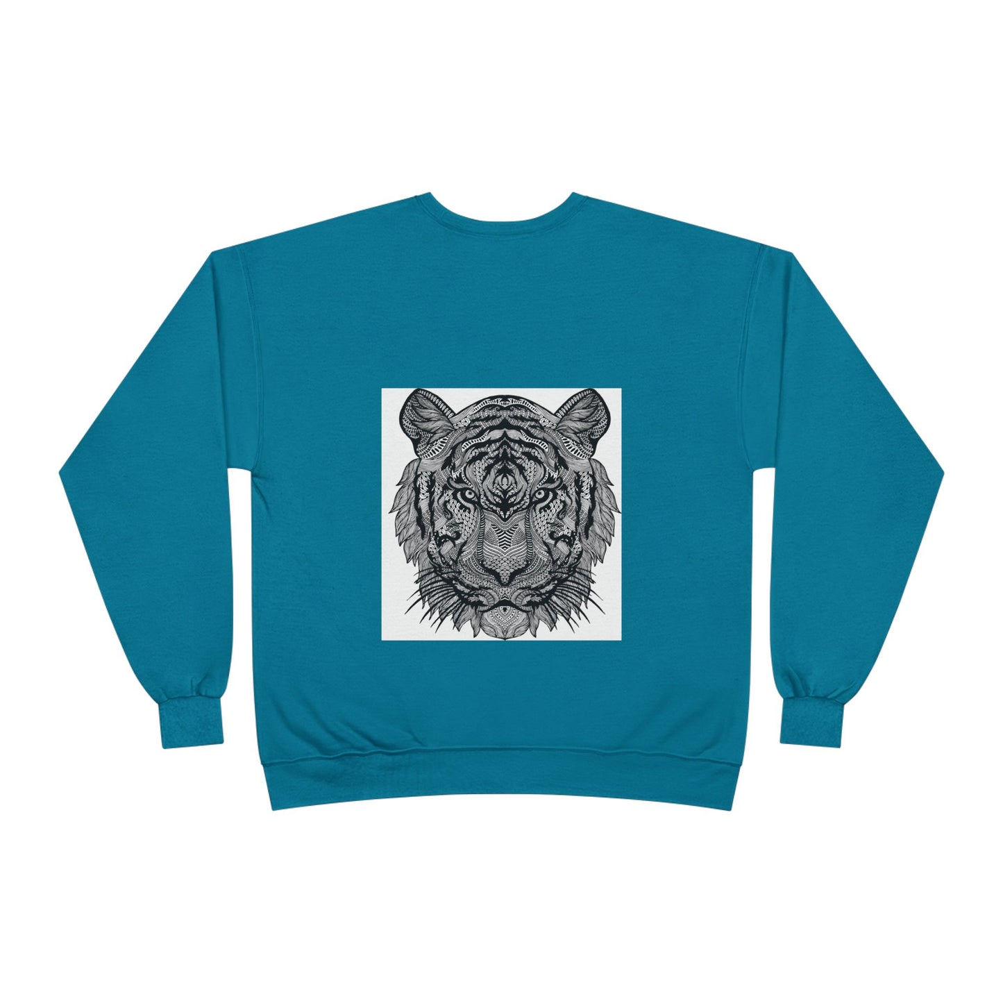 Unisex EcoSmart Tiger Graphic Crewneck Sweatshirt - Bold Black & White Design