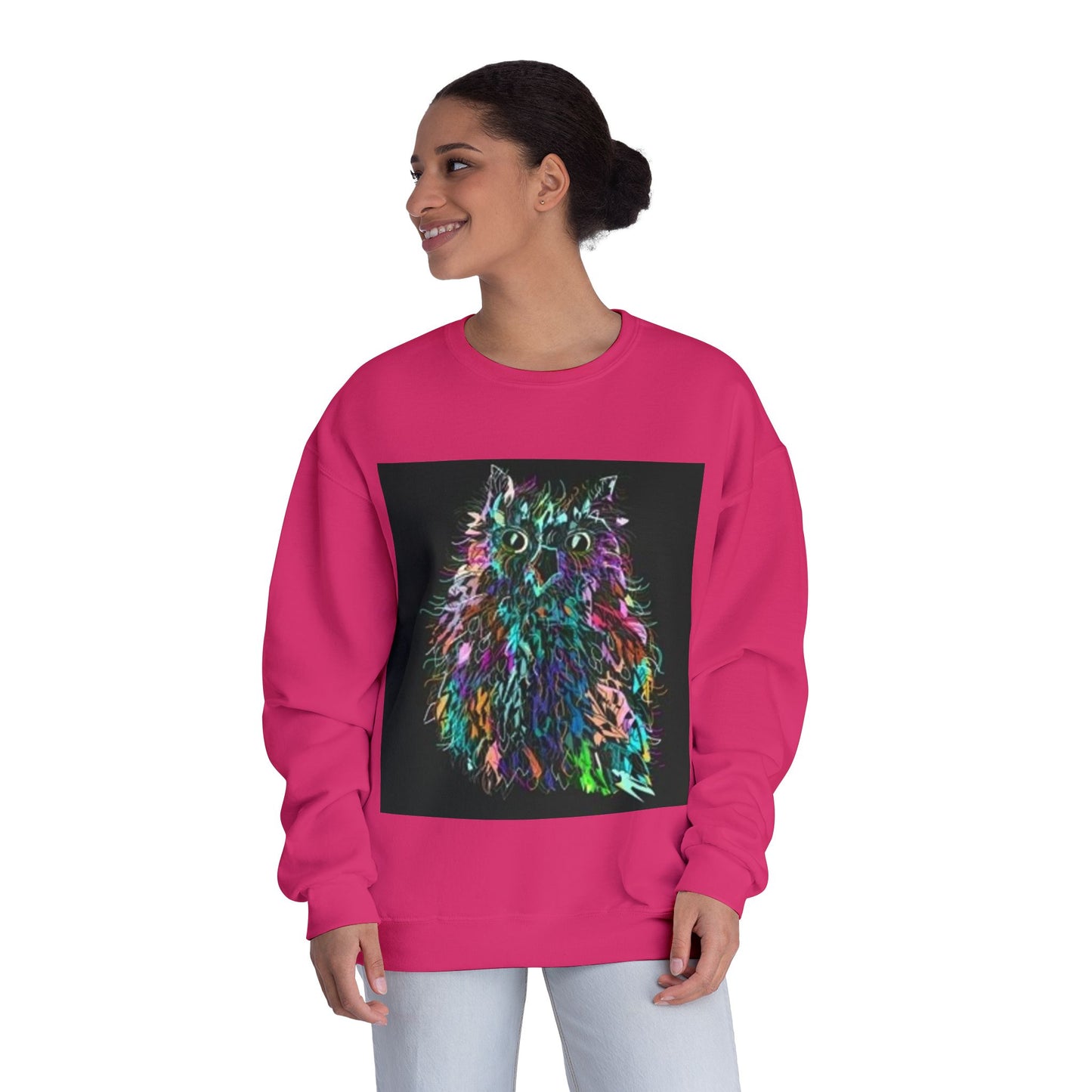 Colorful Cat Graphic Unisex Crewneck Sweatshirt