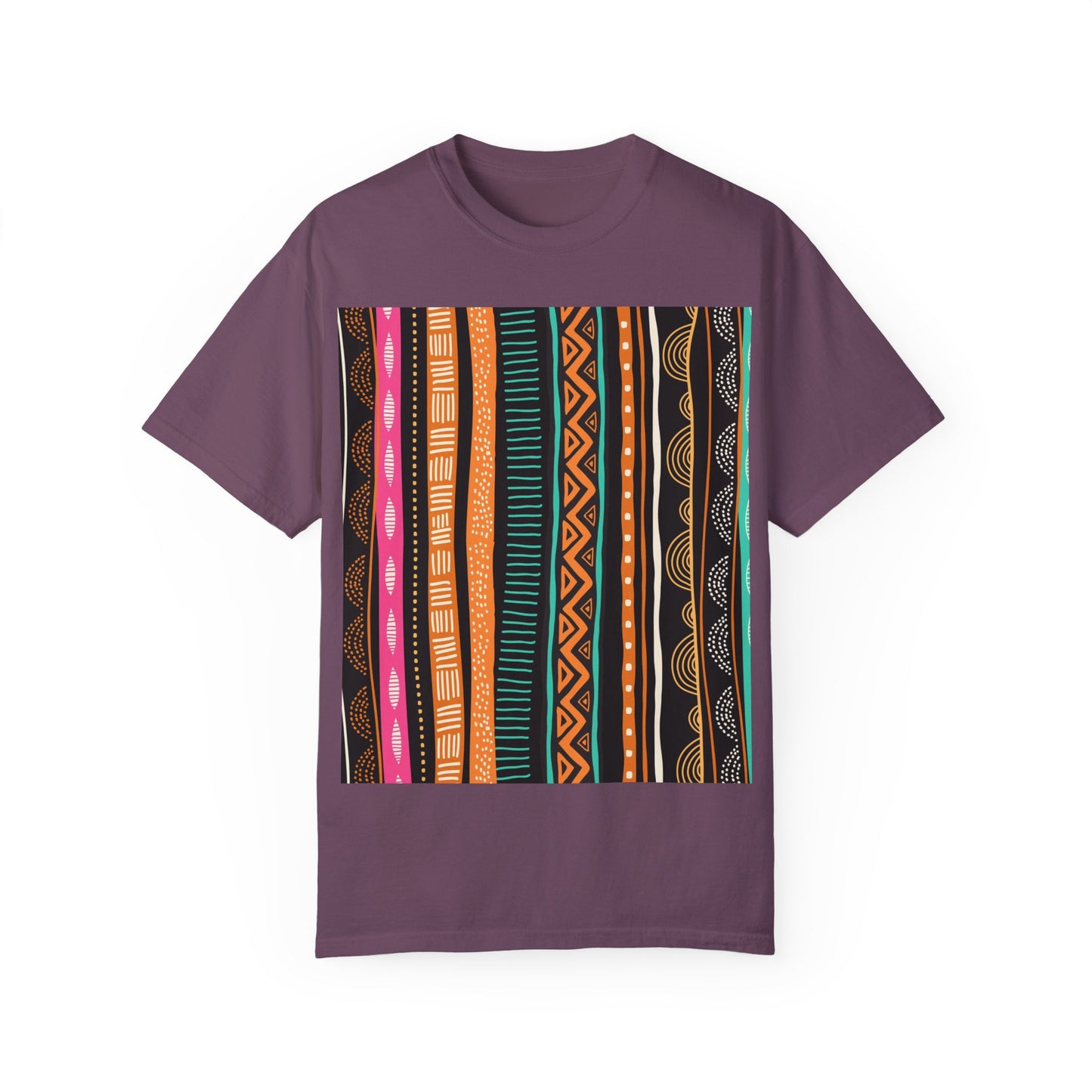Vibrant Graphic Unisex T-Shirt - Colorful Tribal Stripes Design