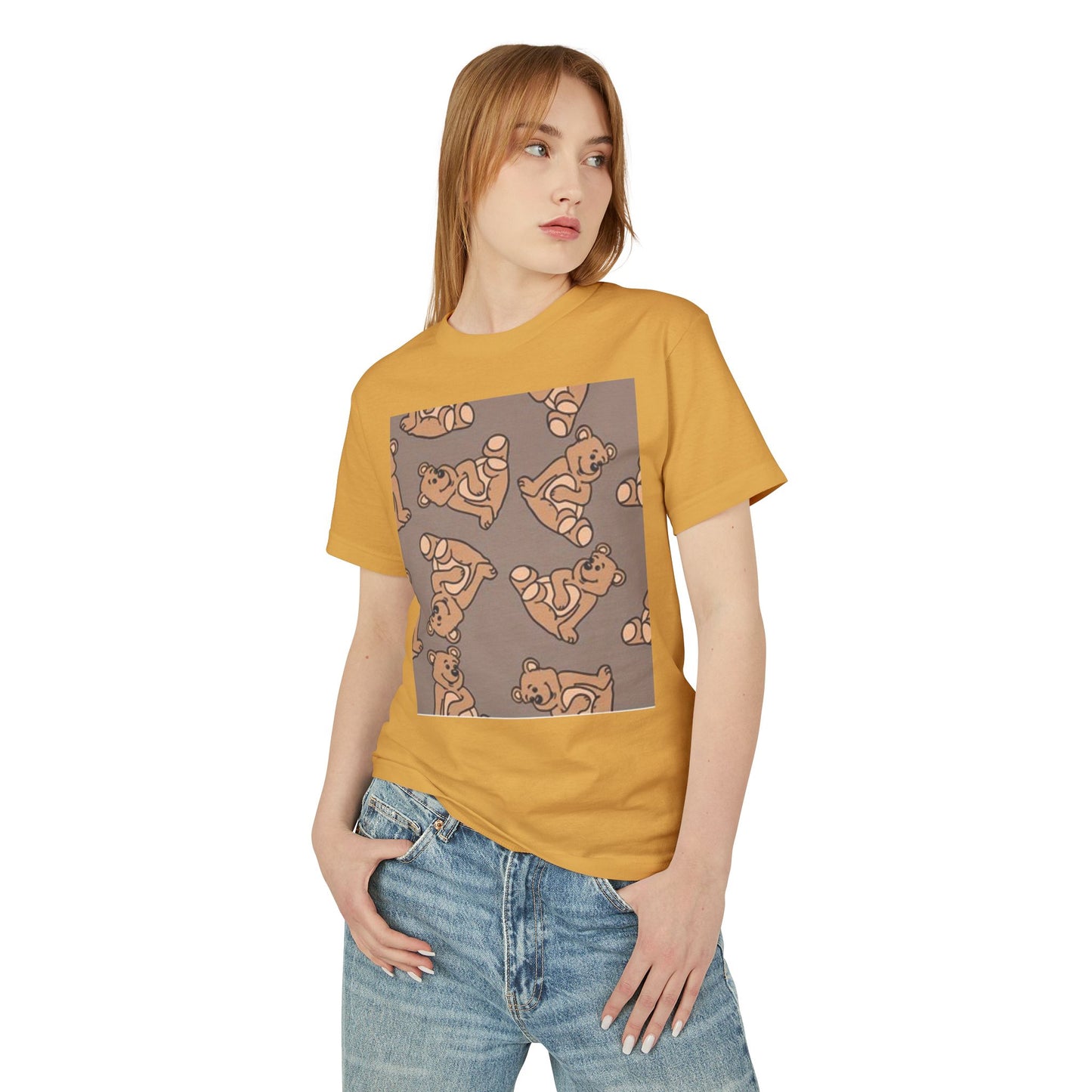 Cute Bear Print Unisex Heavyweight Tee - Perfect for Gifts & Casual Outfits