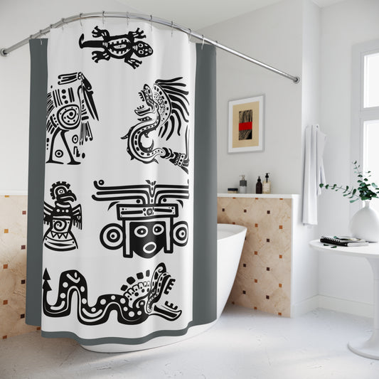 Artistic Tribal Shower Curtain - Unique Black and White Design