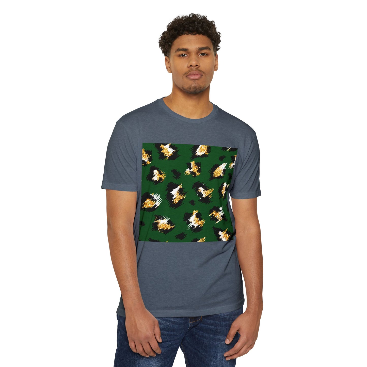 Unisex CVC Jersey T-Shirt - Vibrant Green Animal Print