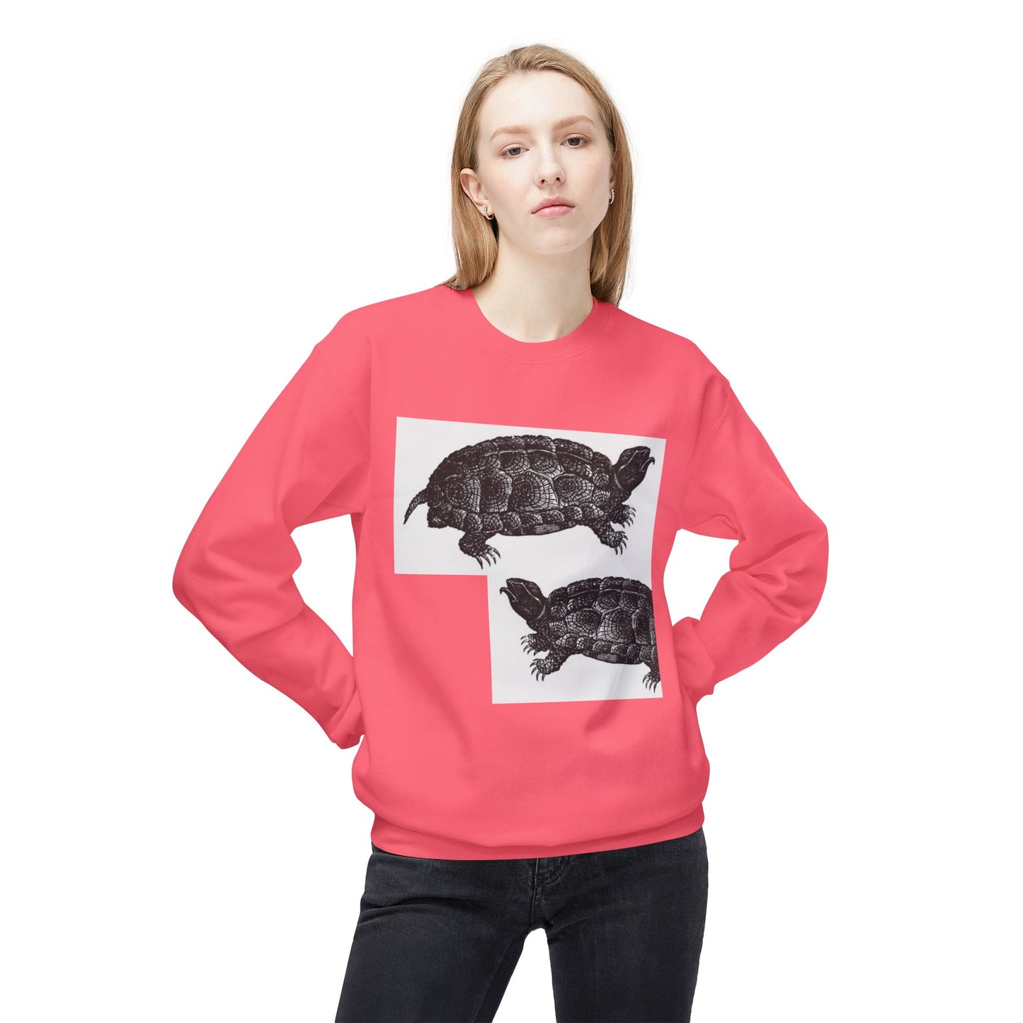 Vintage Turtle Graphic Fleece Crewneck Sweatshirt