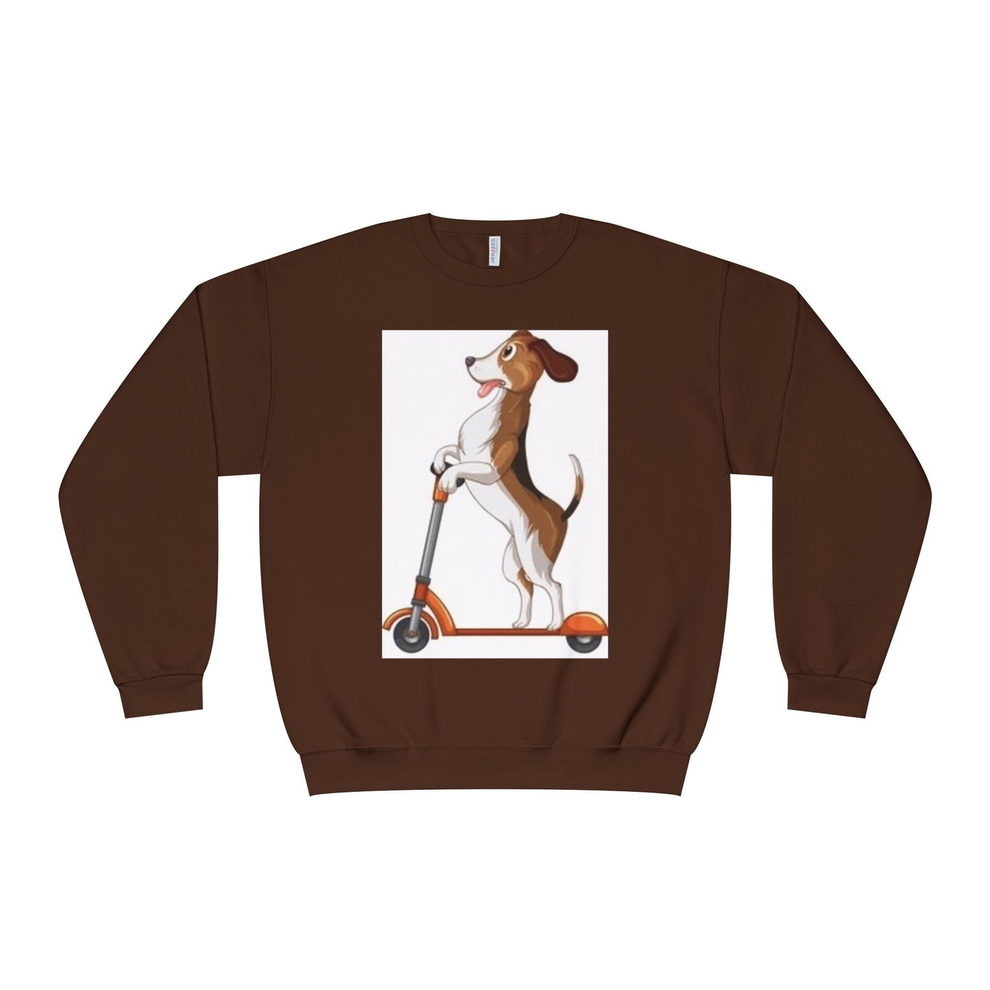 Dog Lover Crewneck Sweatshirt - Fun Beagle on Scooter Design
