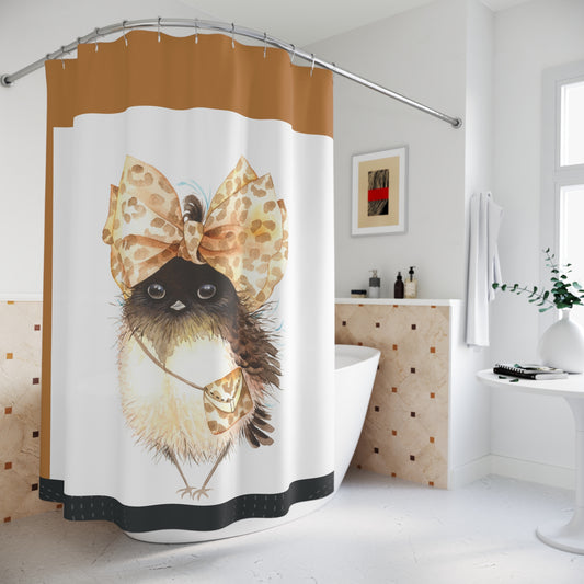 Luxurious Cat-Themed Shower Curtain with Leopard Print Bow