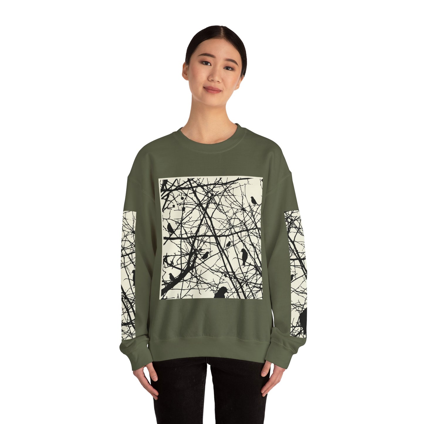 Nature-Inspired Unisex Crewneck Sweatshirt with Bird Print
