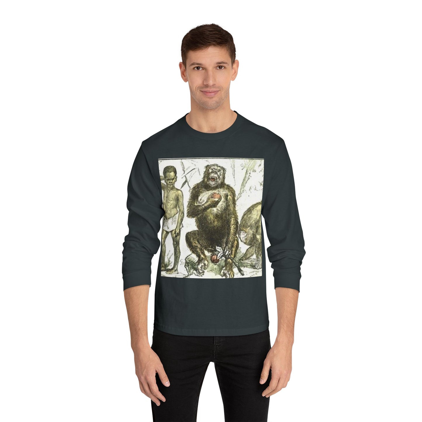 Artistic Long Sleeve T-Shirt - Unique Vintage Animal Illustration