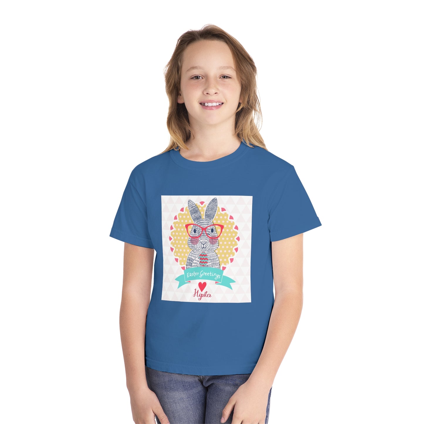 Youth Easter Bunny Tee - 'Easter Greetings' Design