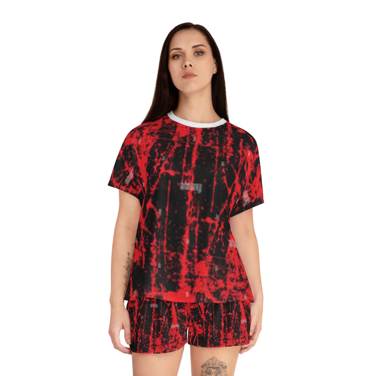 Stylish Red & Black Women's Short Pajama Set