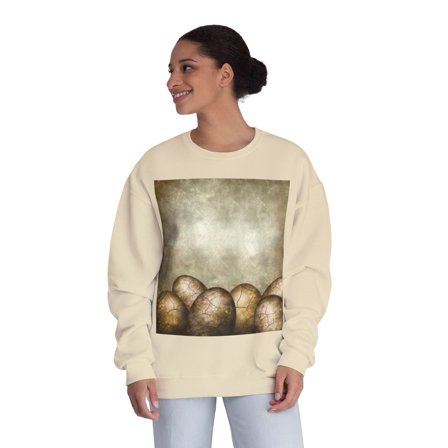 Cozy Vintage Egg Design Crewneck Sweatshirt