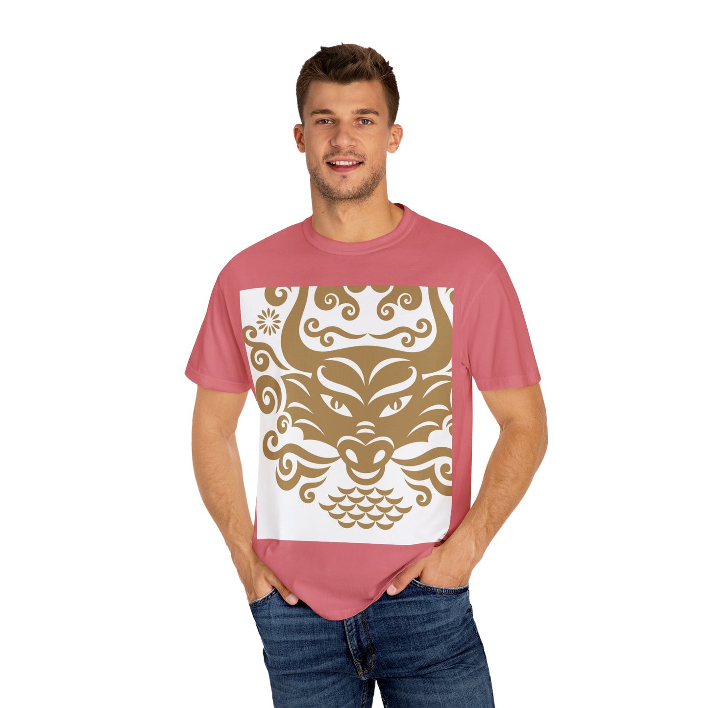 Garment-Dyed Dragon Graphic T-shirt for Nature Lovers