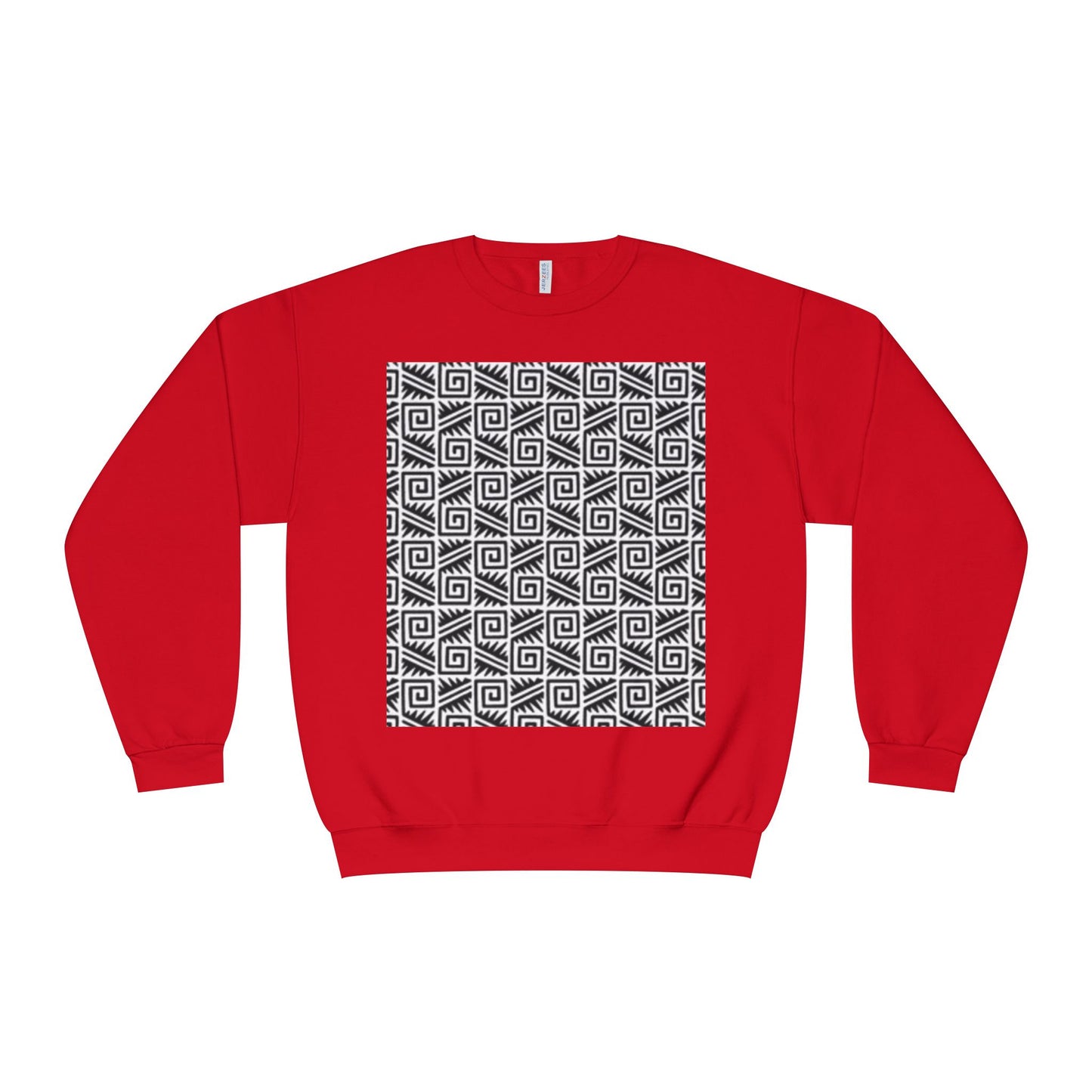 Geometric Pattern Unisex Crewneck Sweatshirt - Cozy Black & White Style