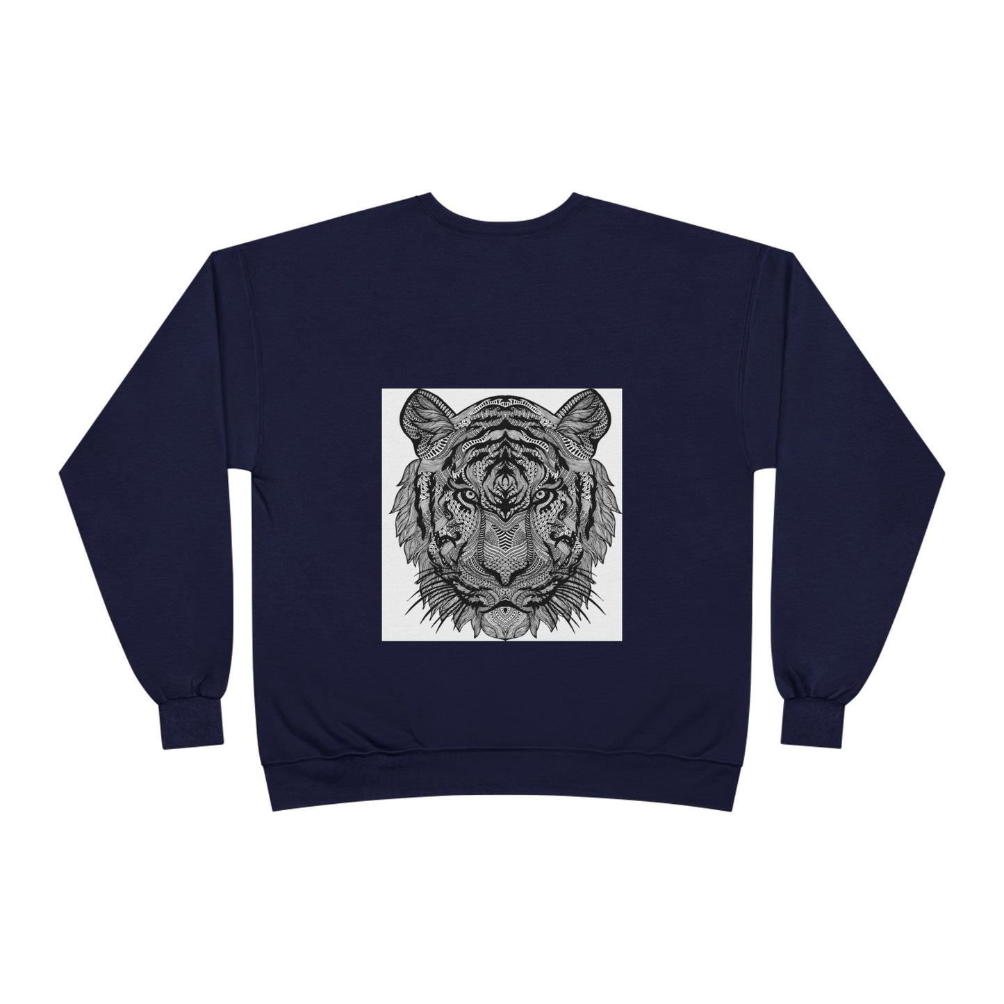 Unisex EcoSmart Tiger Graphic Crewneck Sweatshirt - Bold Black & White Design