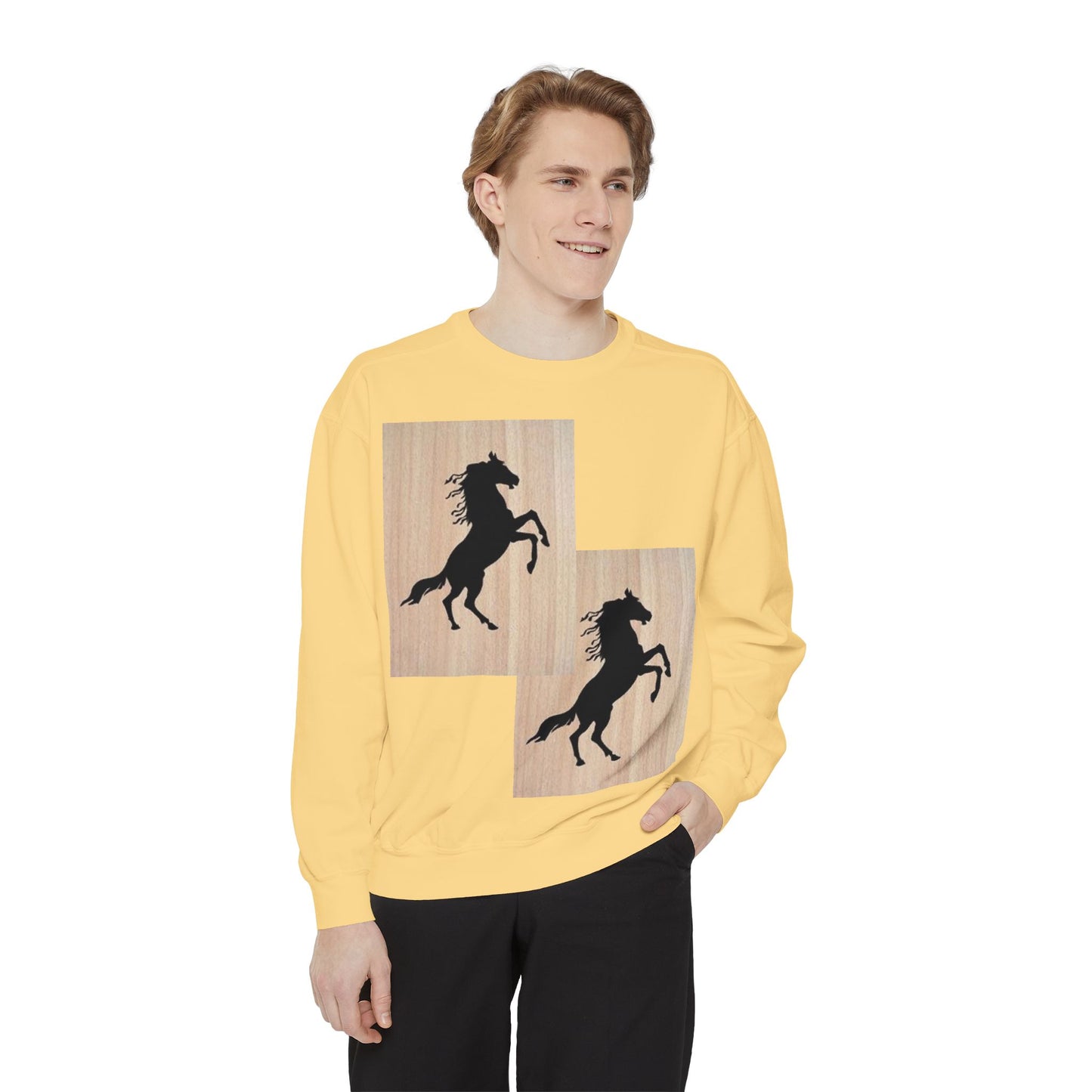 Equestrian Spirit Unisex Garment-Dyed Sweatshirt - Bold Horse Design