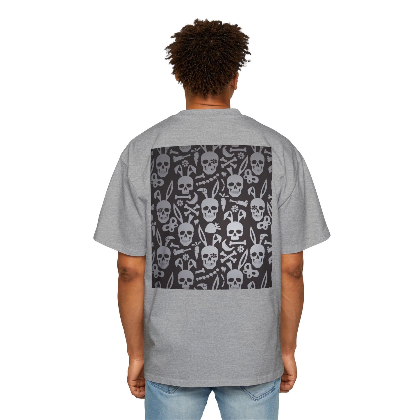 Men's Heavy Oversized Tee - Bold Eagle and Skull Print