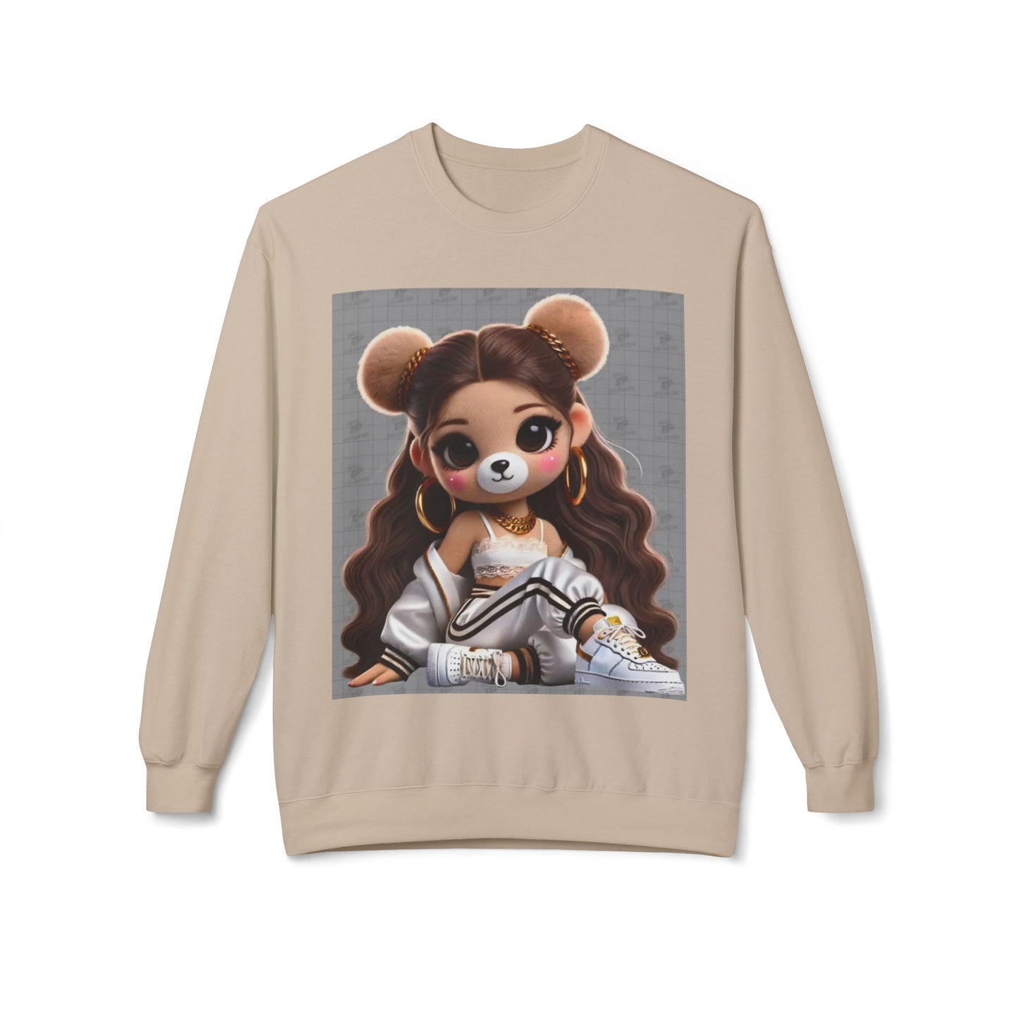 Cute Cartoon Bear Sweatshirt - Unisex Midweight Fleece Crewneck