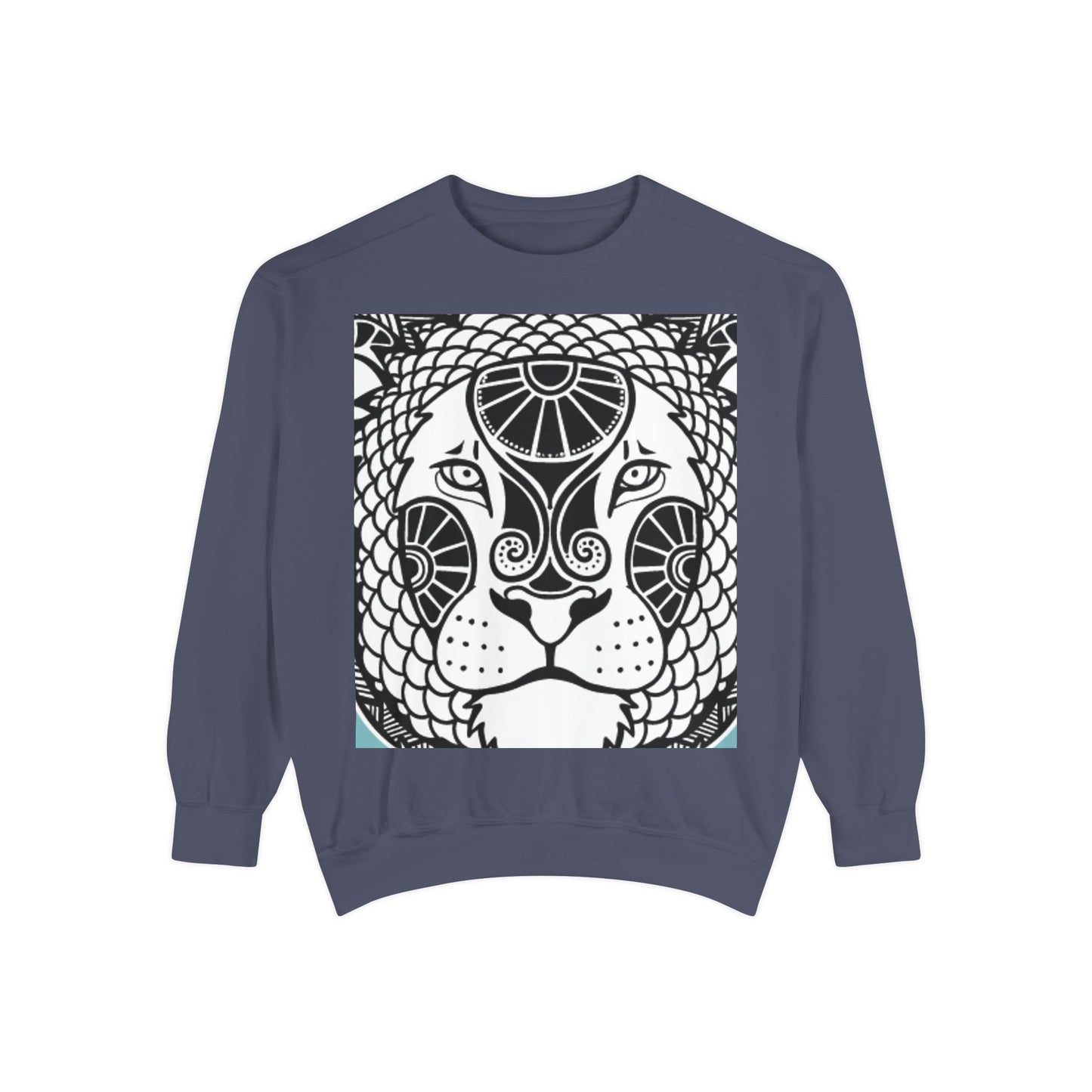 Bohemian Lion Unisex Garment-Dyed Sweatshirt - Cozy & Stylish Animal Graphic Tee for Nature Lovers