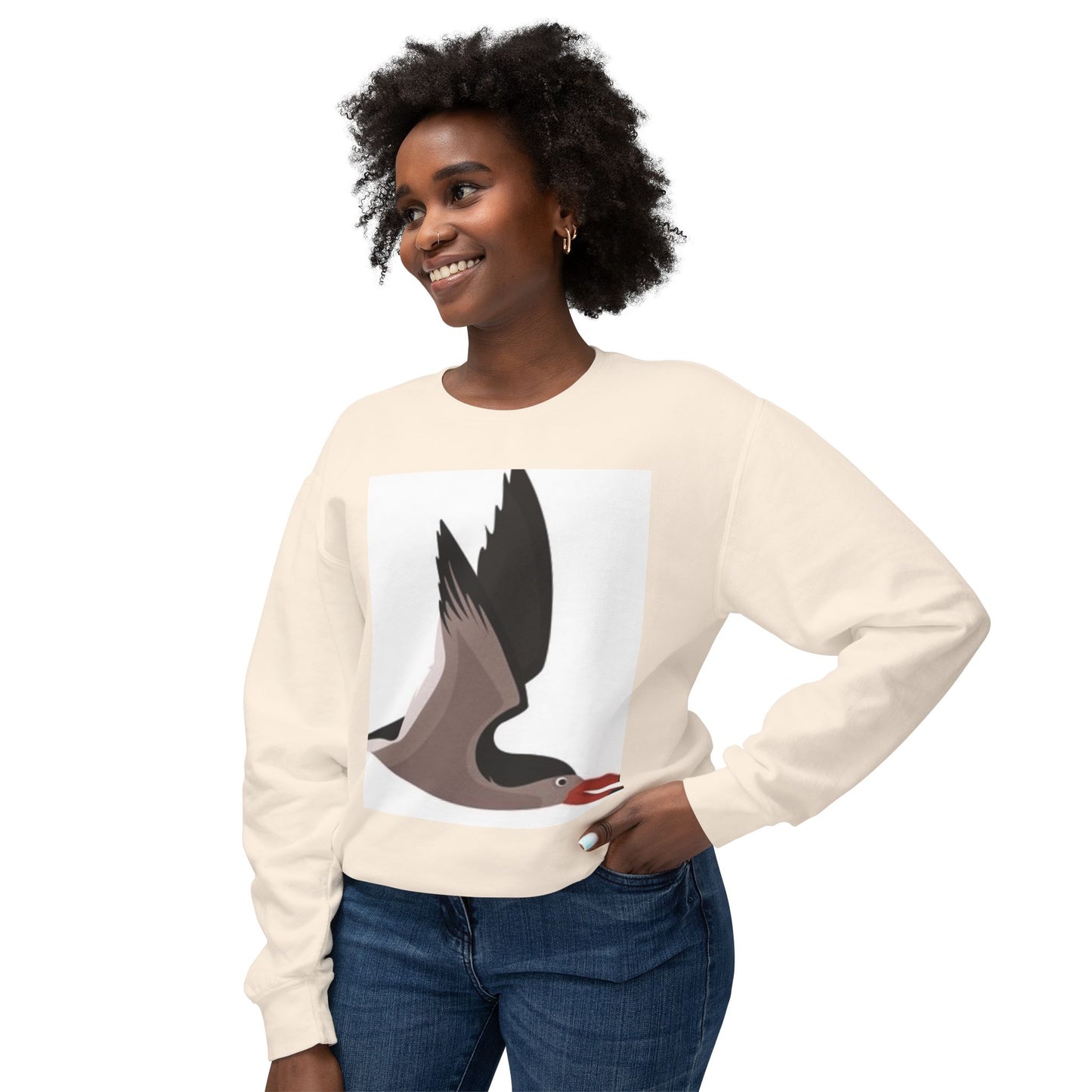 Unisex Sweater with Bird Graphic - Lightweight Crewneck Sweatshirt for Nature Lovers