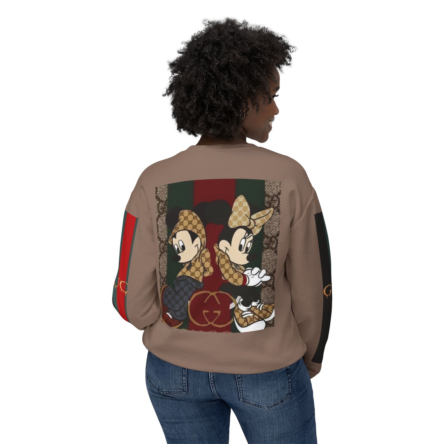 Gucci Inspired Unisex Crewneck Sweatshirt with Mickey & Minnie Design