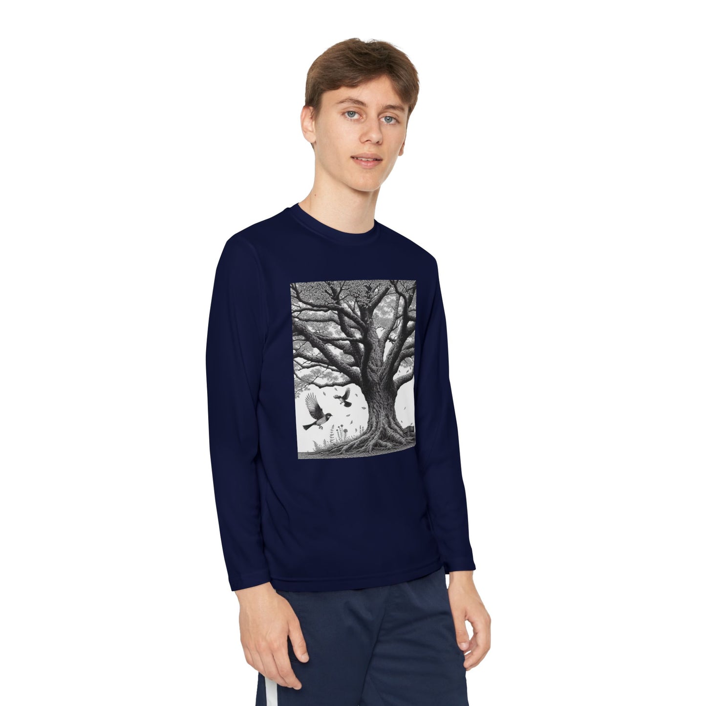Youth Long Sleeve Tree Graphic Tee - Nature Inspired Design