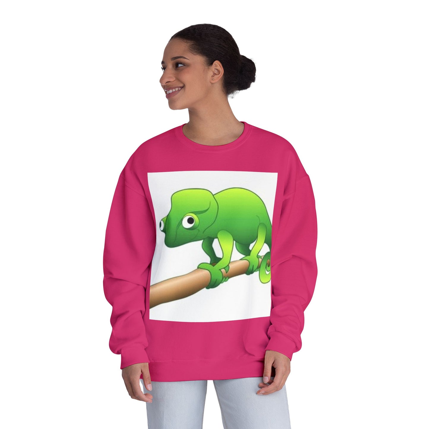 Charming Green Chameleon Sweatshirt - Cozy Unisex Crewneck for Nature Lovers
