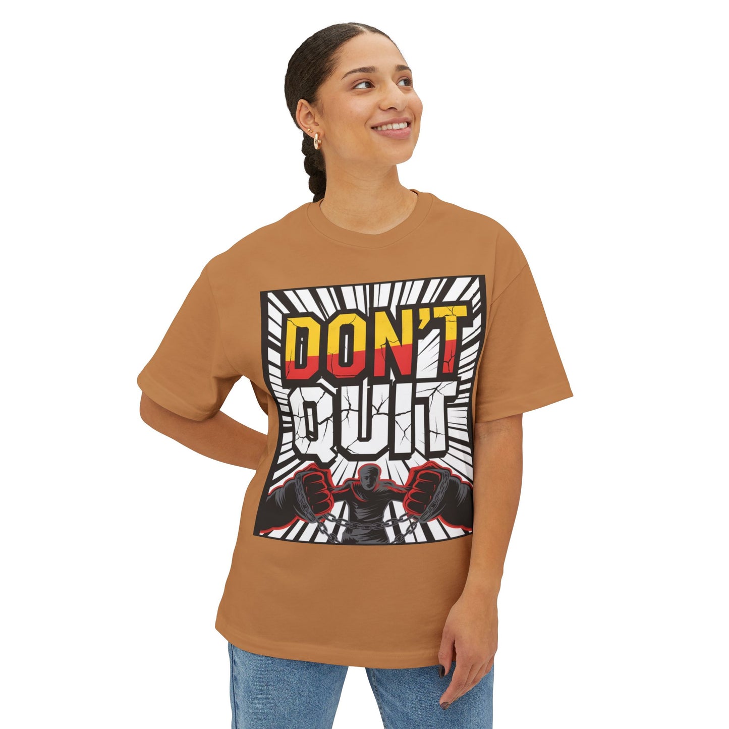 Motivational Oversized Tee - Don't Quit Graphic