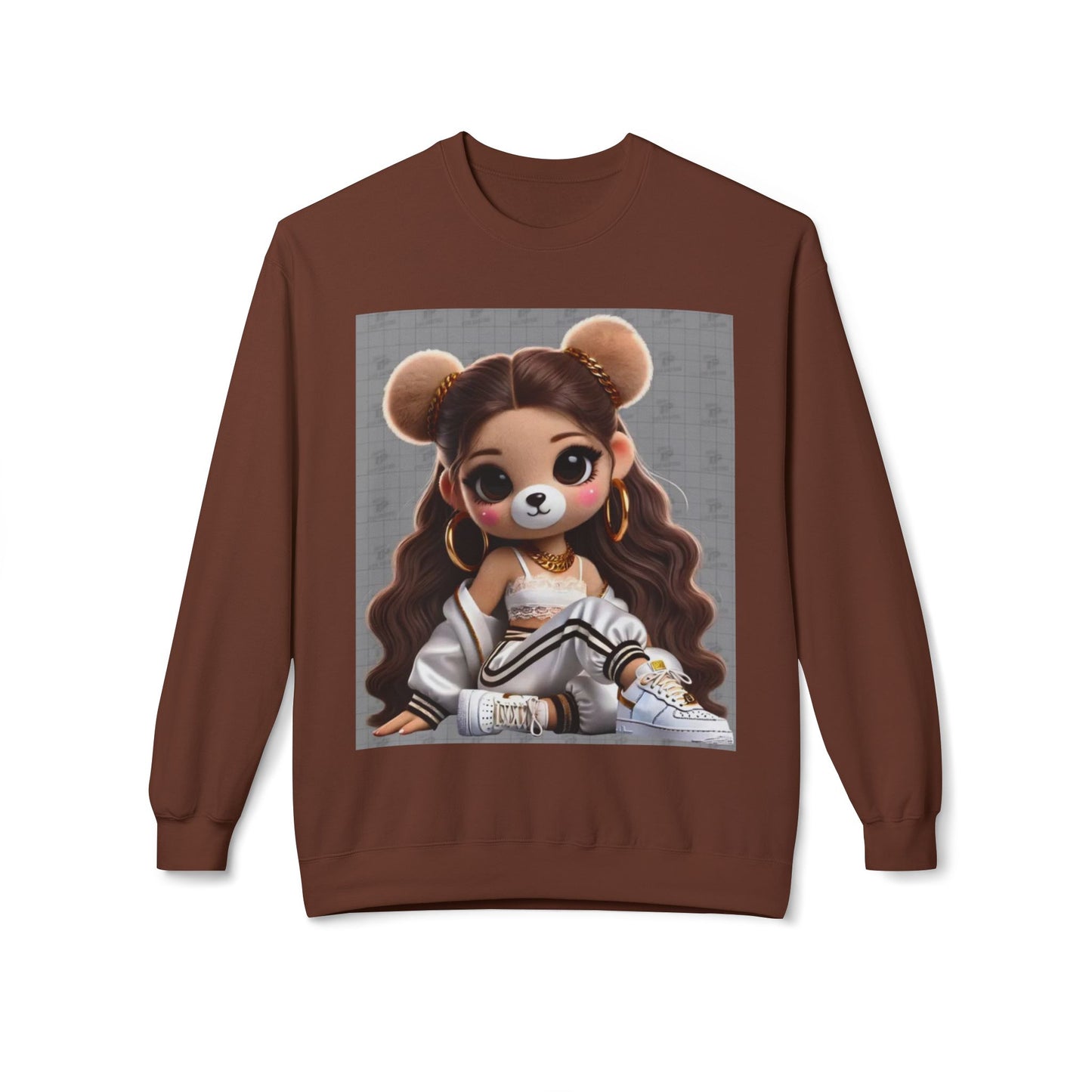 Cute Cartoon Bear Sweatshirt - Unisex Midweight Fleece Crewneck
