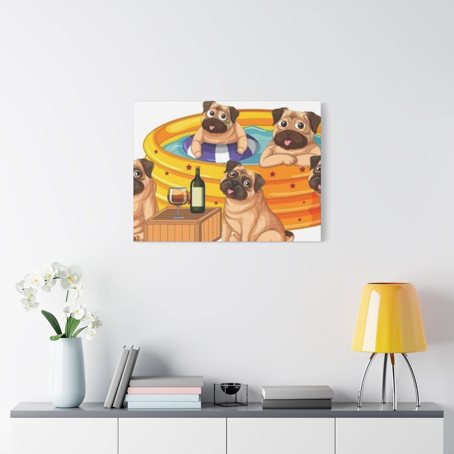 Pug Pool Party Canvas Art - Fun Pet Decor