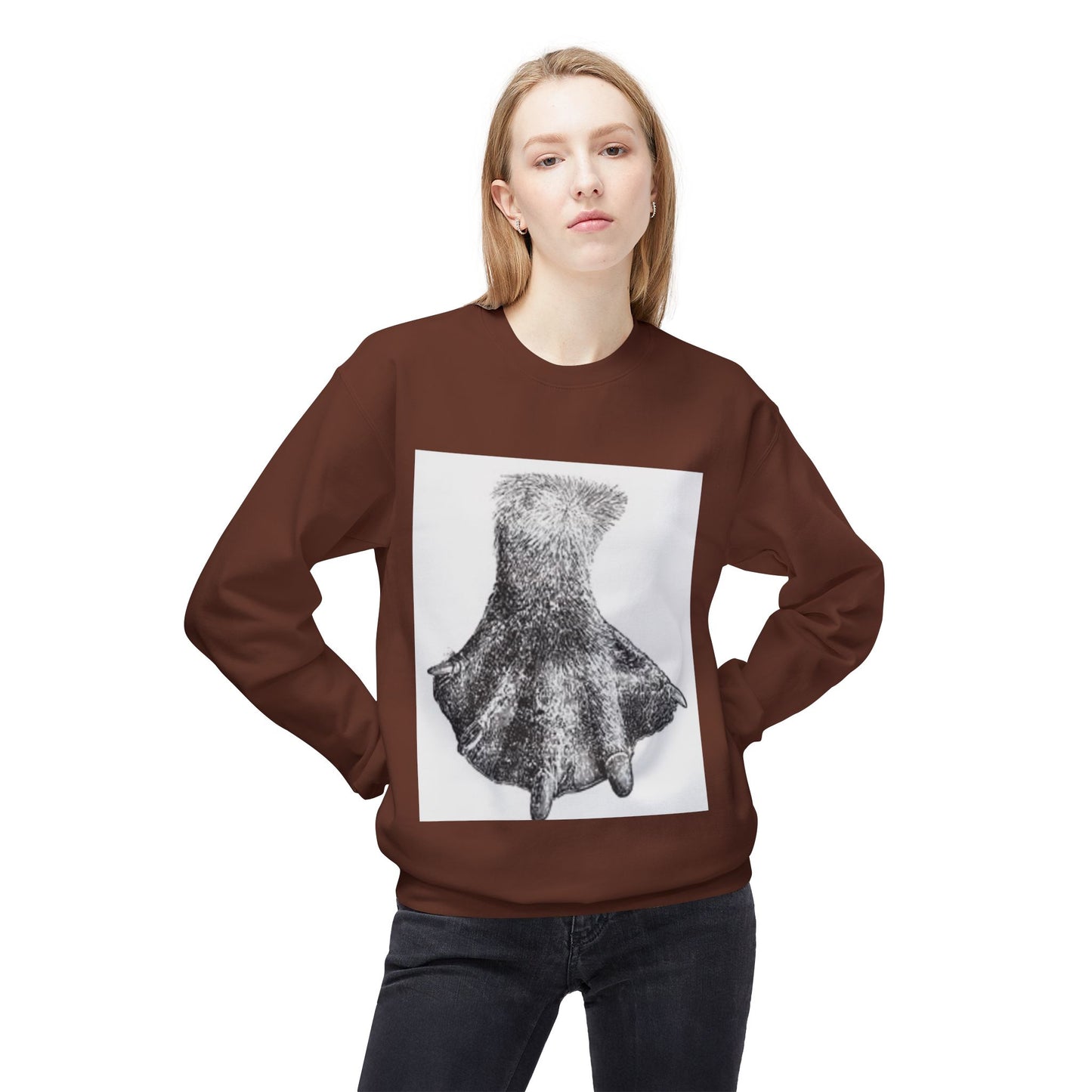 Artistic Fleece Crewneck Sweatshirt with Unique Dress Design