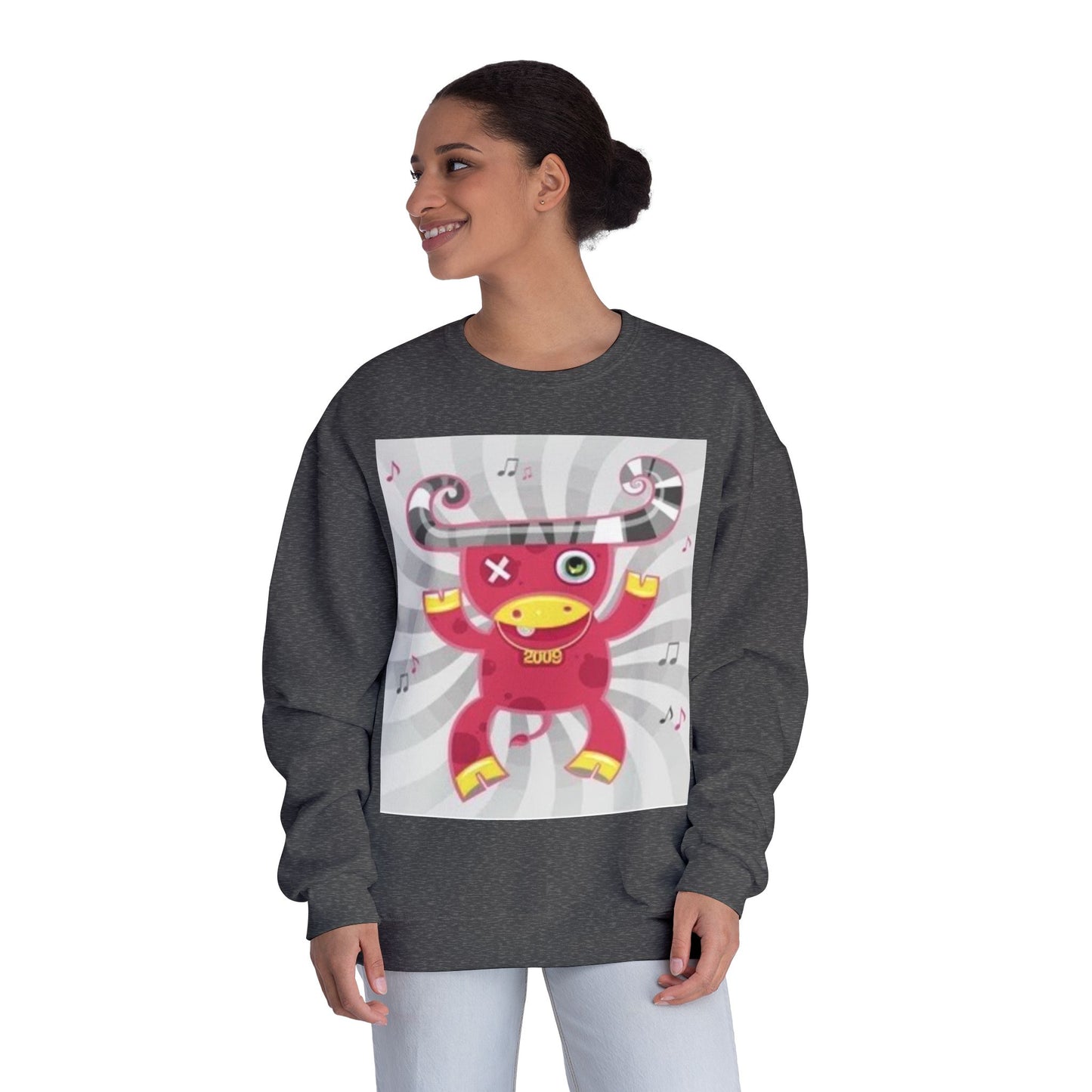 Fun Cartoon Monster Crewneck Sweatshirt - Unisex
