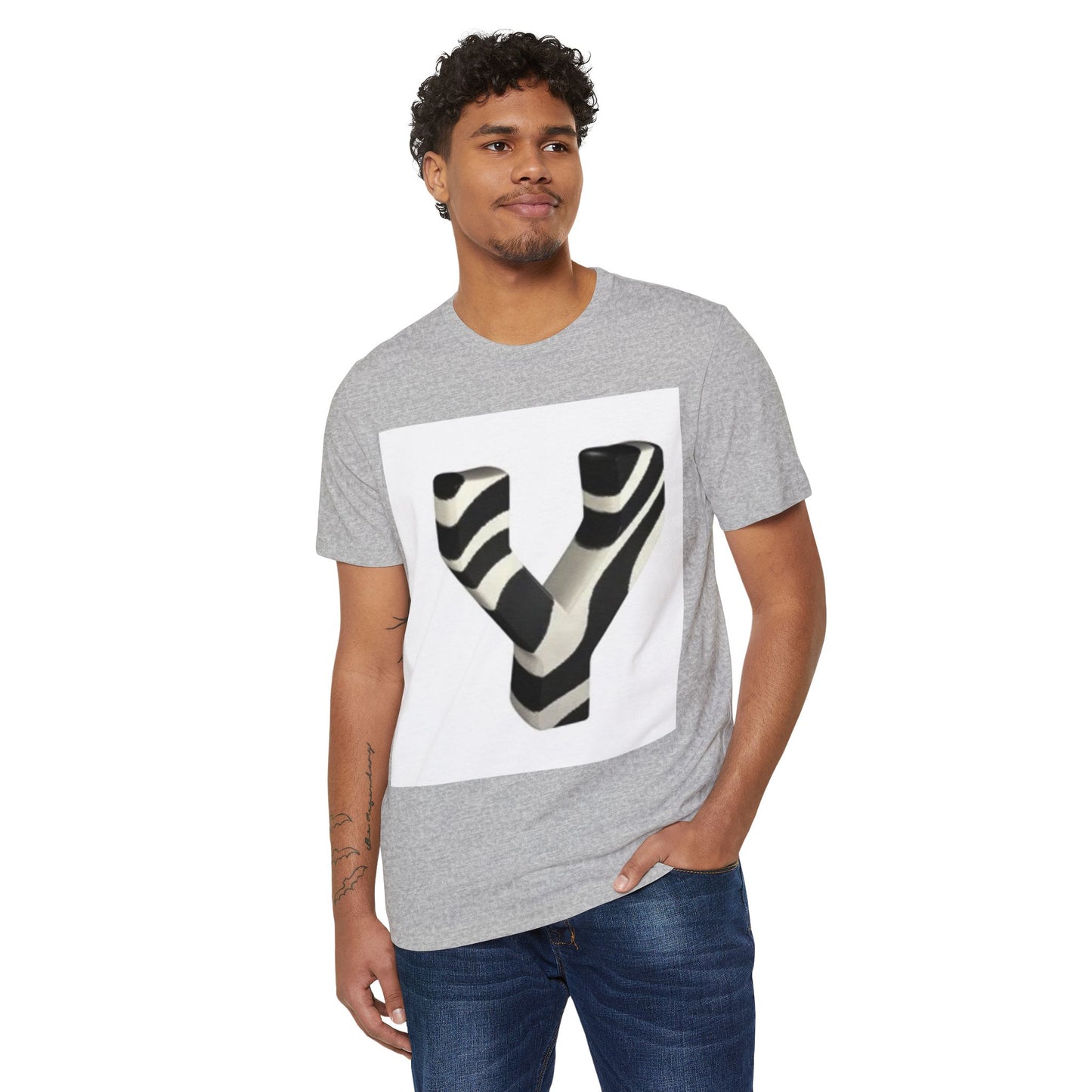 Eco-Friendly Unisex T-Shirt with Bold Zebra 'Y' Design