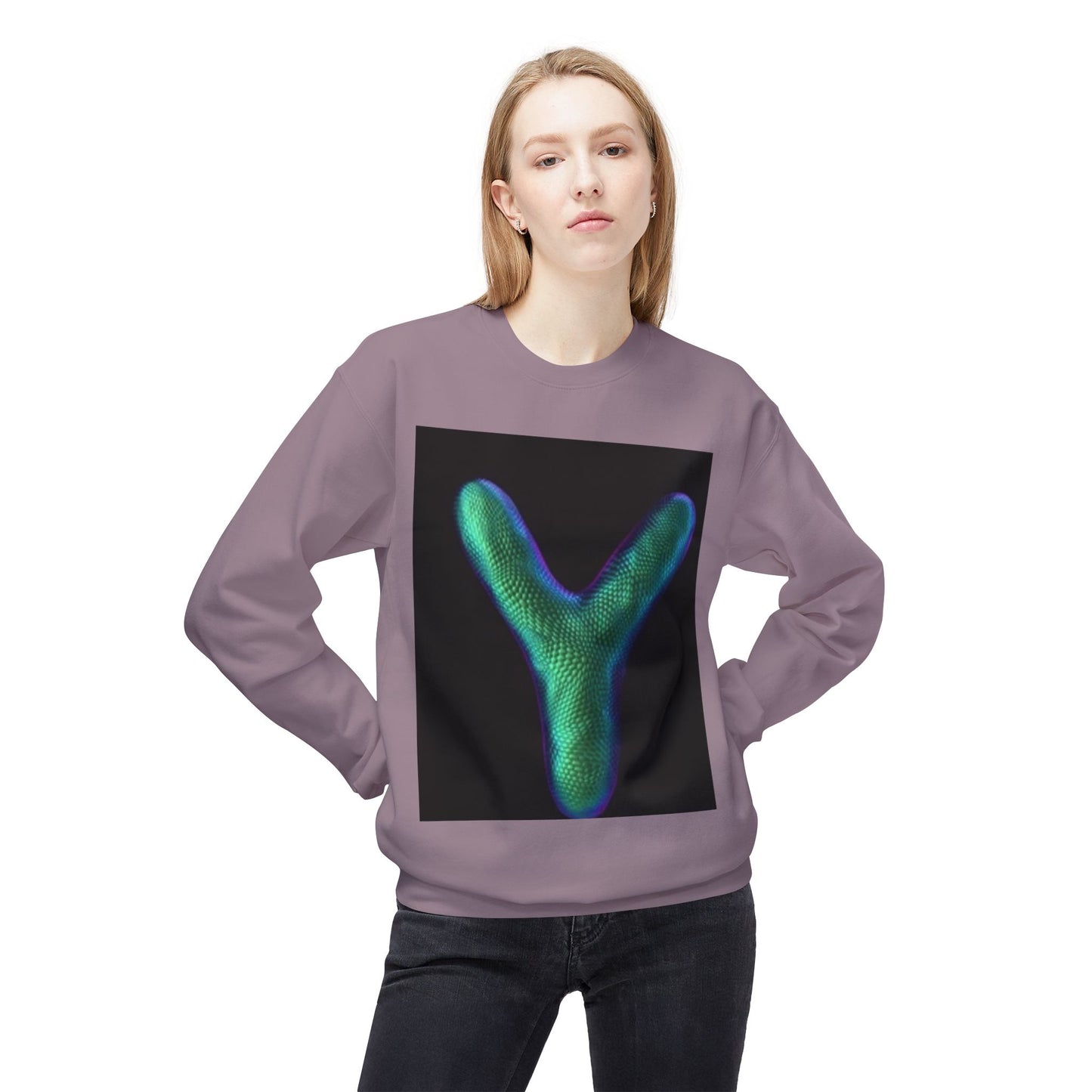 Unisex Y Graphic Fleece Crewneck Sweatshirt - Cozy Modern Style