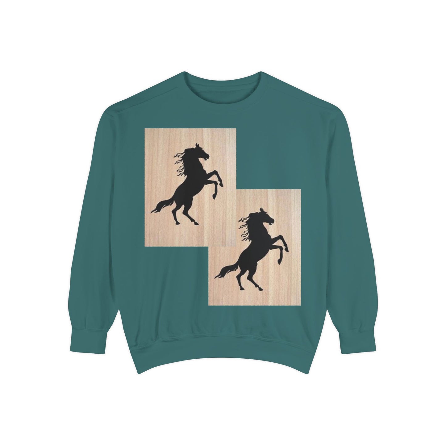 Equestrian Spirit Unisex Garment-Dyed Sweatshirt - Bold Horse Design