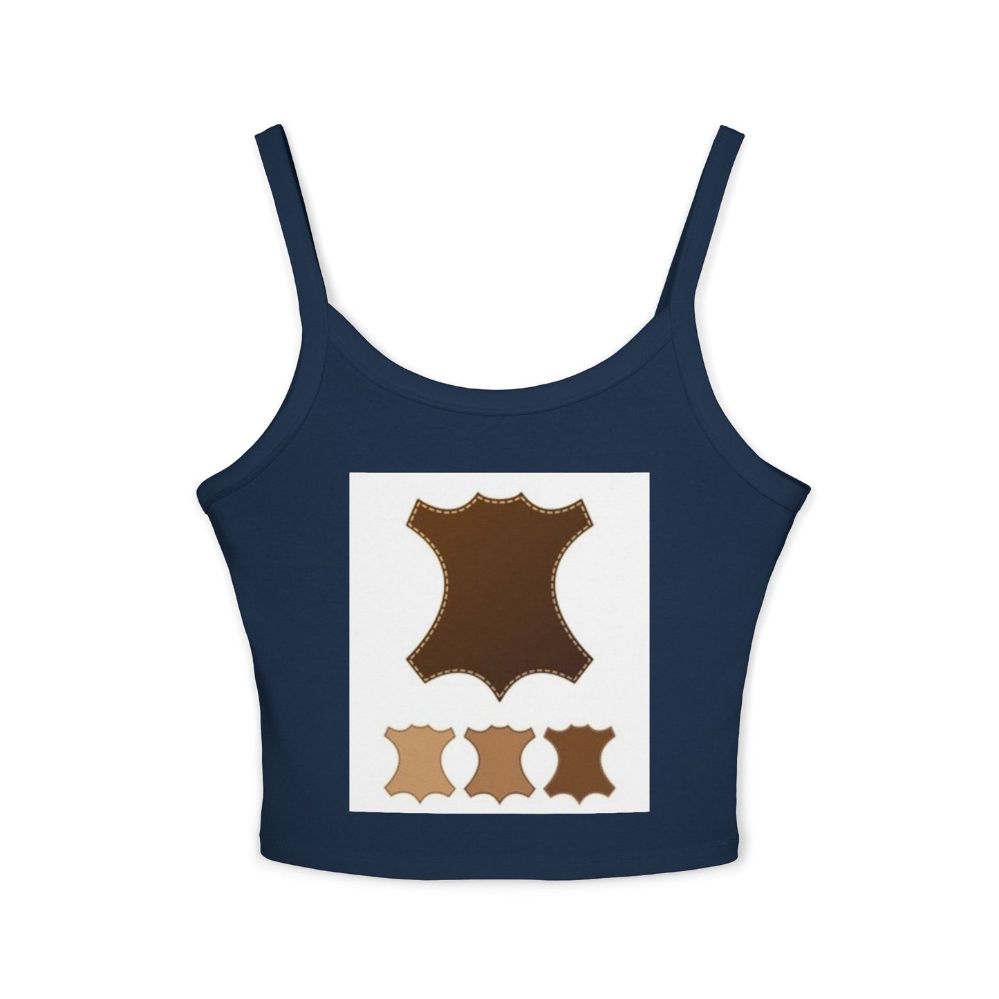 Stylish Women's Spaghetti Strap Tank Top with Leather Design