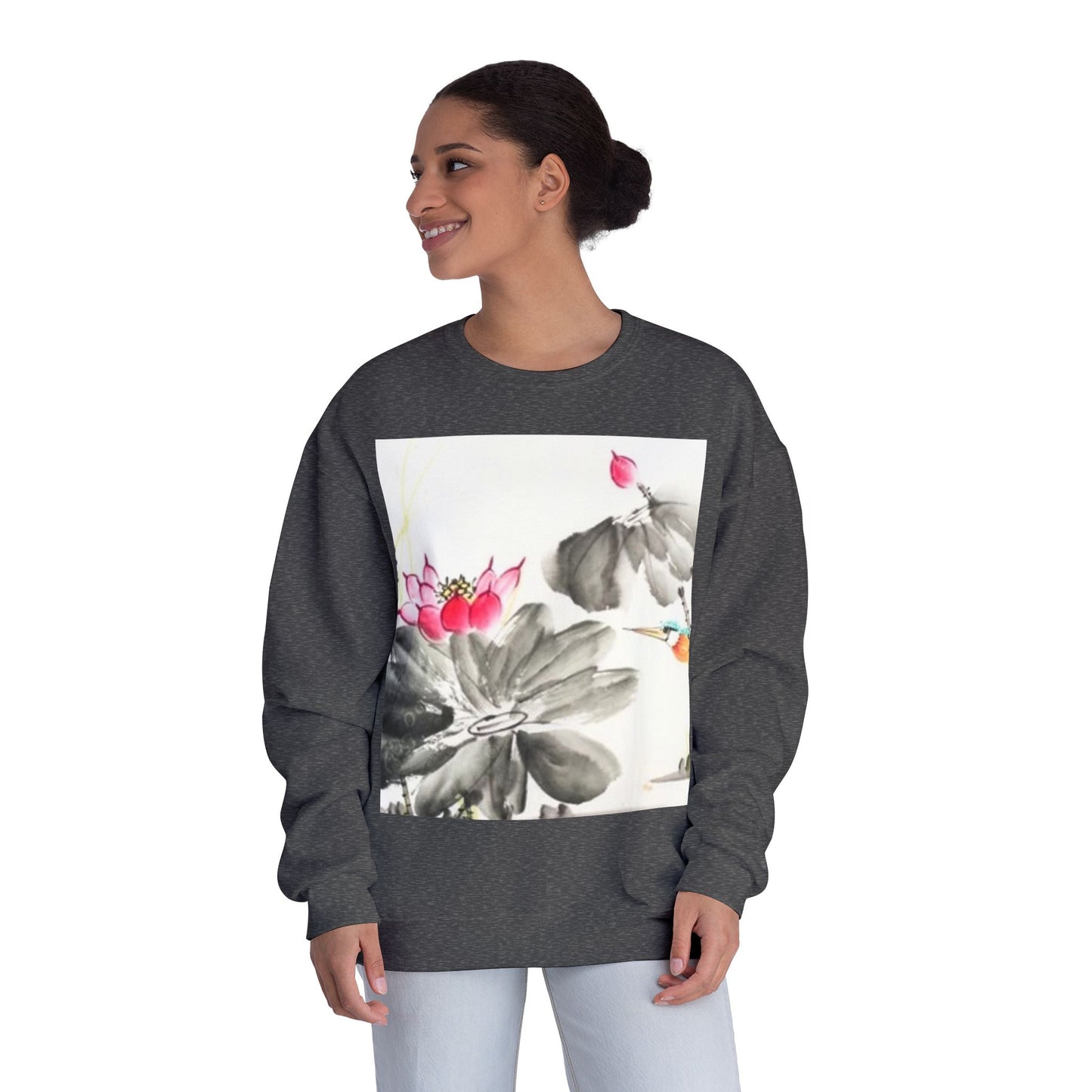 Lotus Blossom Unisex Crewneck Sweatshirt - Cozy Botanical Art Design