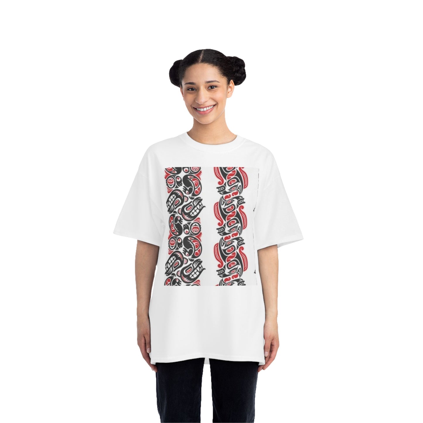Bold Graphic Short-Sleeve T-Shirt with Tribal Design