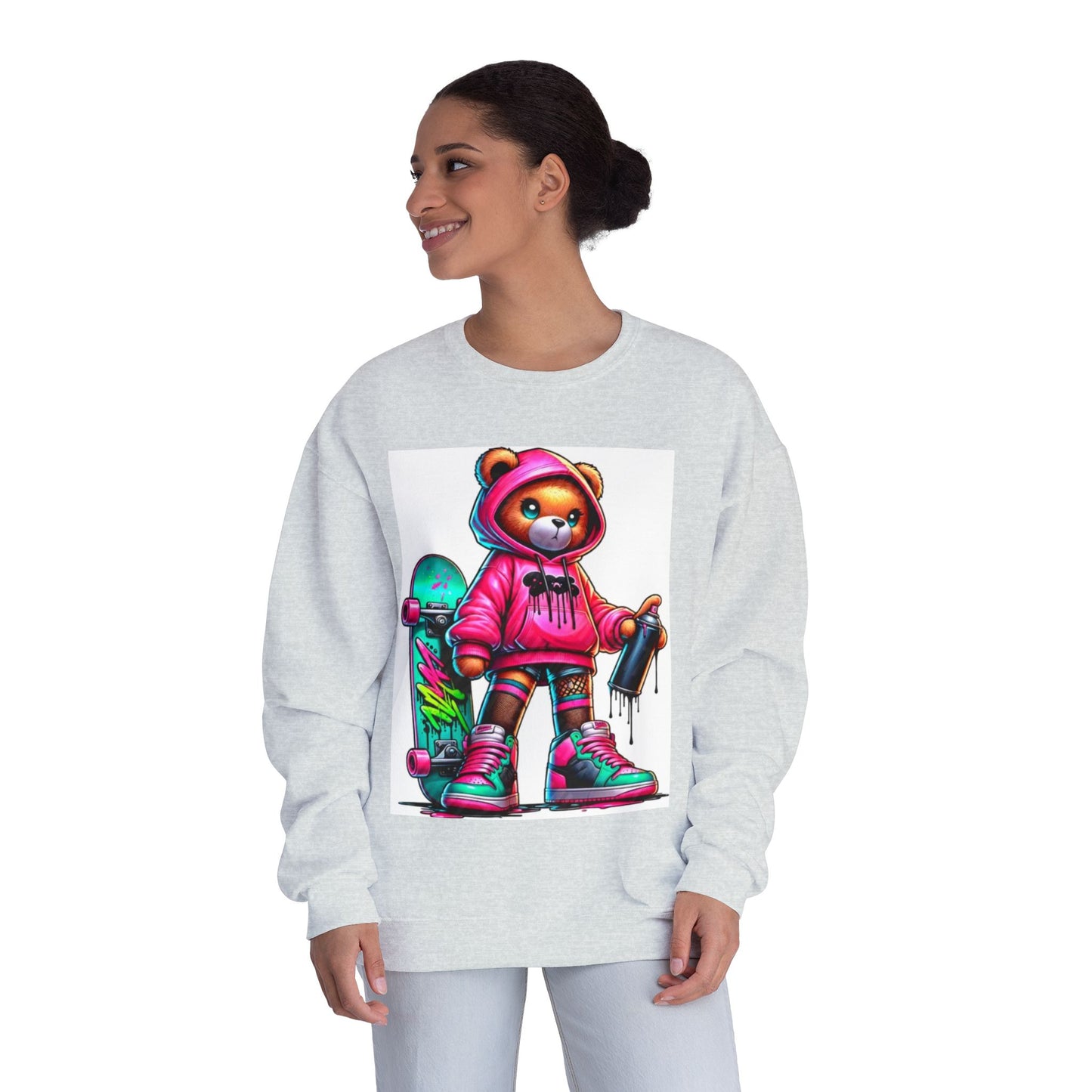 Skater Bear Crewneck Sweatshirt - Fun Streetwear Style