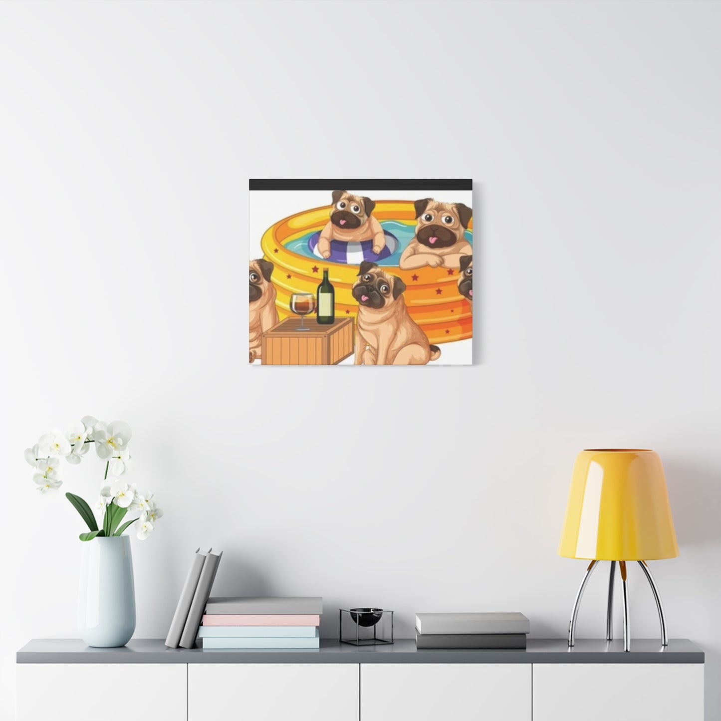 Pug Pool Party Canvas Art - Fun Pet Decor