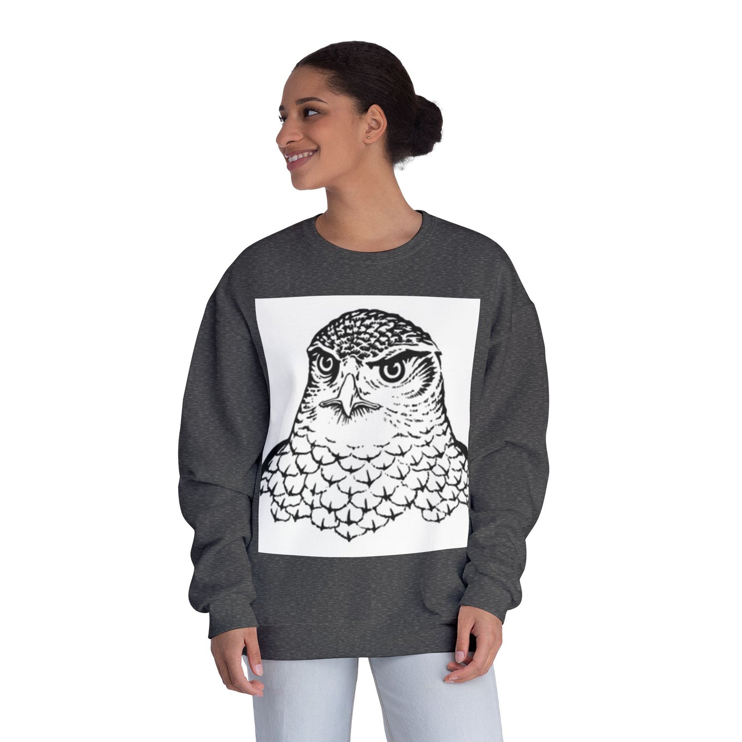 Unisex White Owl Graphic Crewneck Sweatshirt - Cozy & Stylish