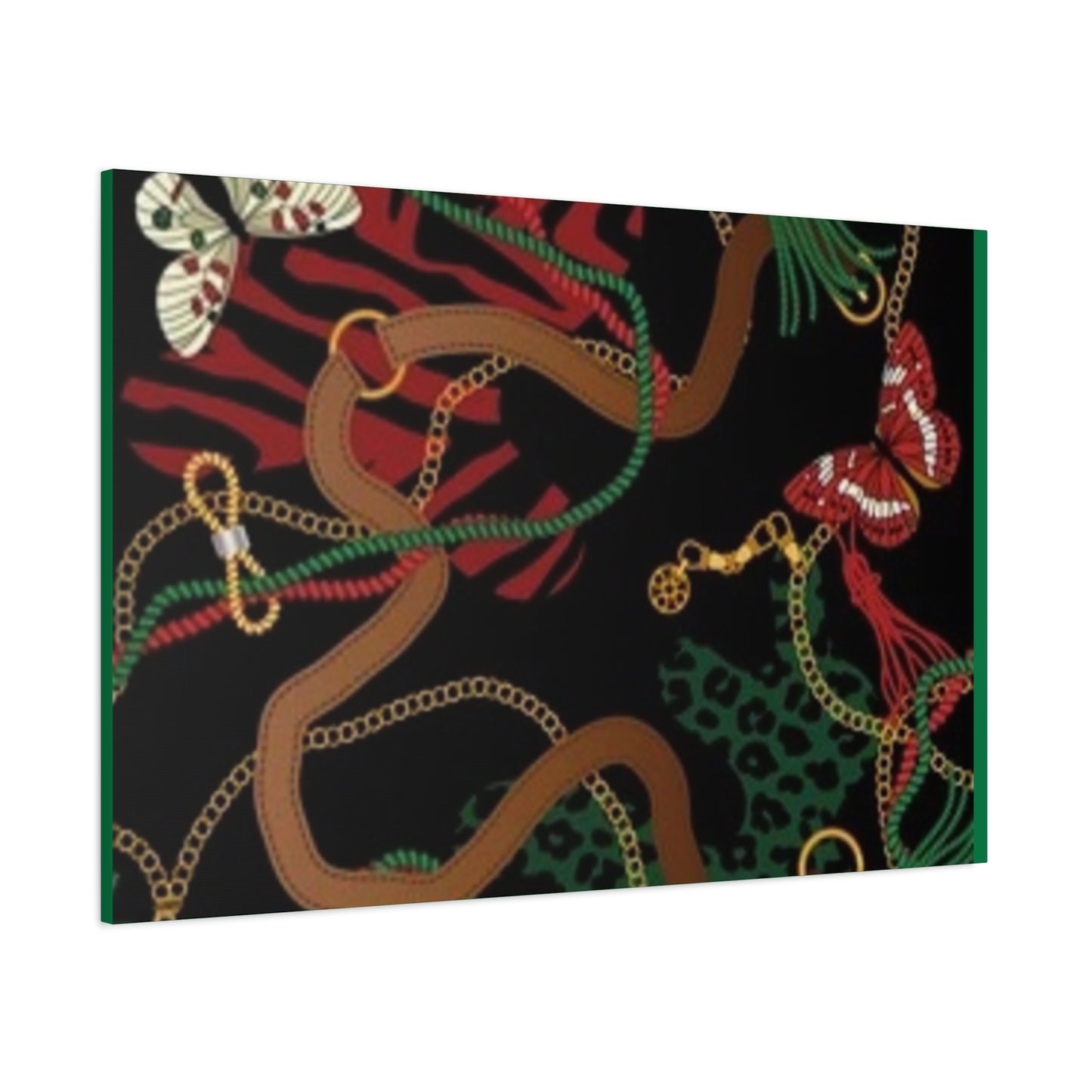 Elegant Matte Canvas Wall Art - Unique Mixed Pattern with Butterflies & Chains