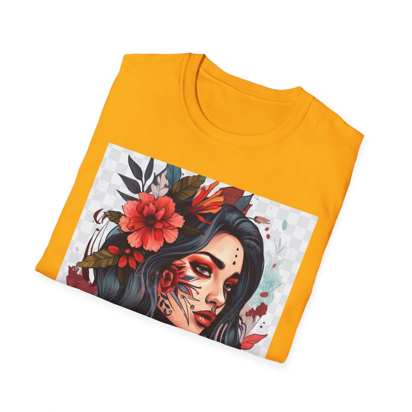 Bold Floral Art Unisex Softstyle T-Shirt
