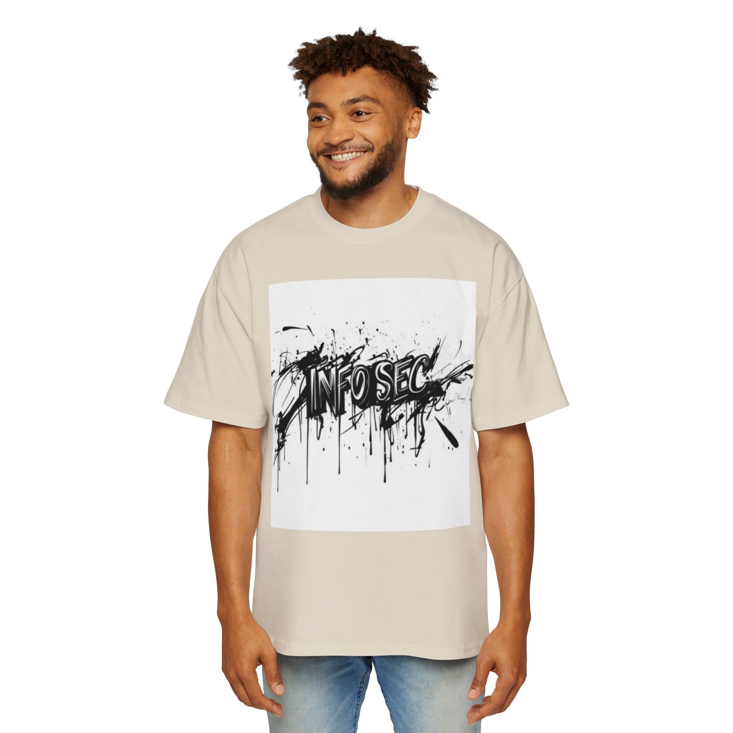 Men's Oversized Info Sec Tee - Urban Streetwear Graphic T-Shirt