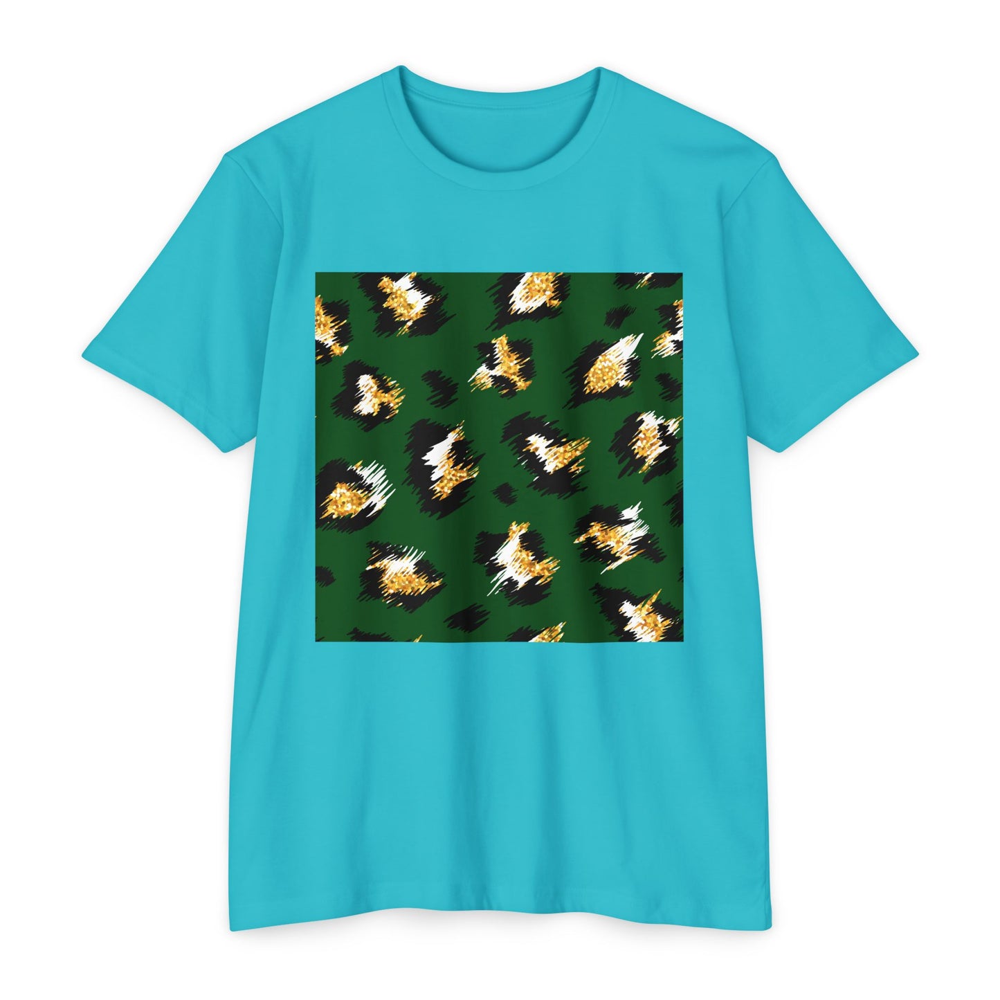 Unisex CVC Jersey T-Shirt - Vibrant Green Animal Print