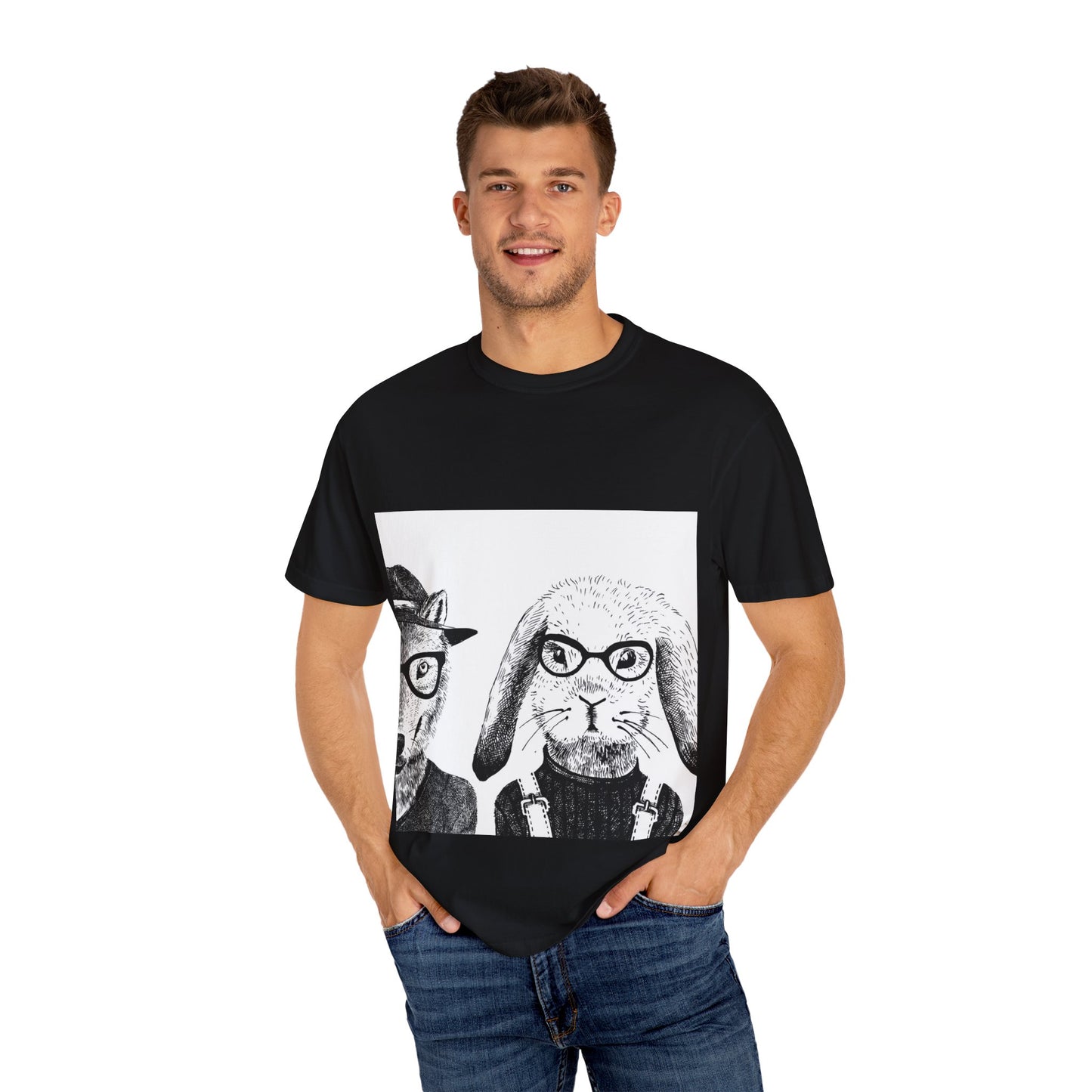 Whimsical Animals Graphic T-Shirt - Cool Fox & Panda Design